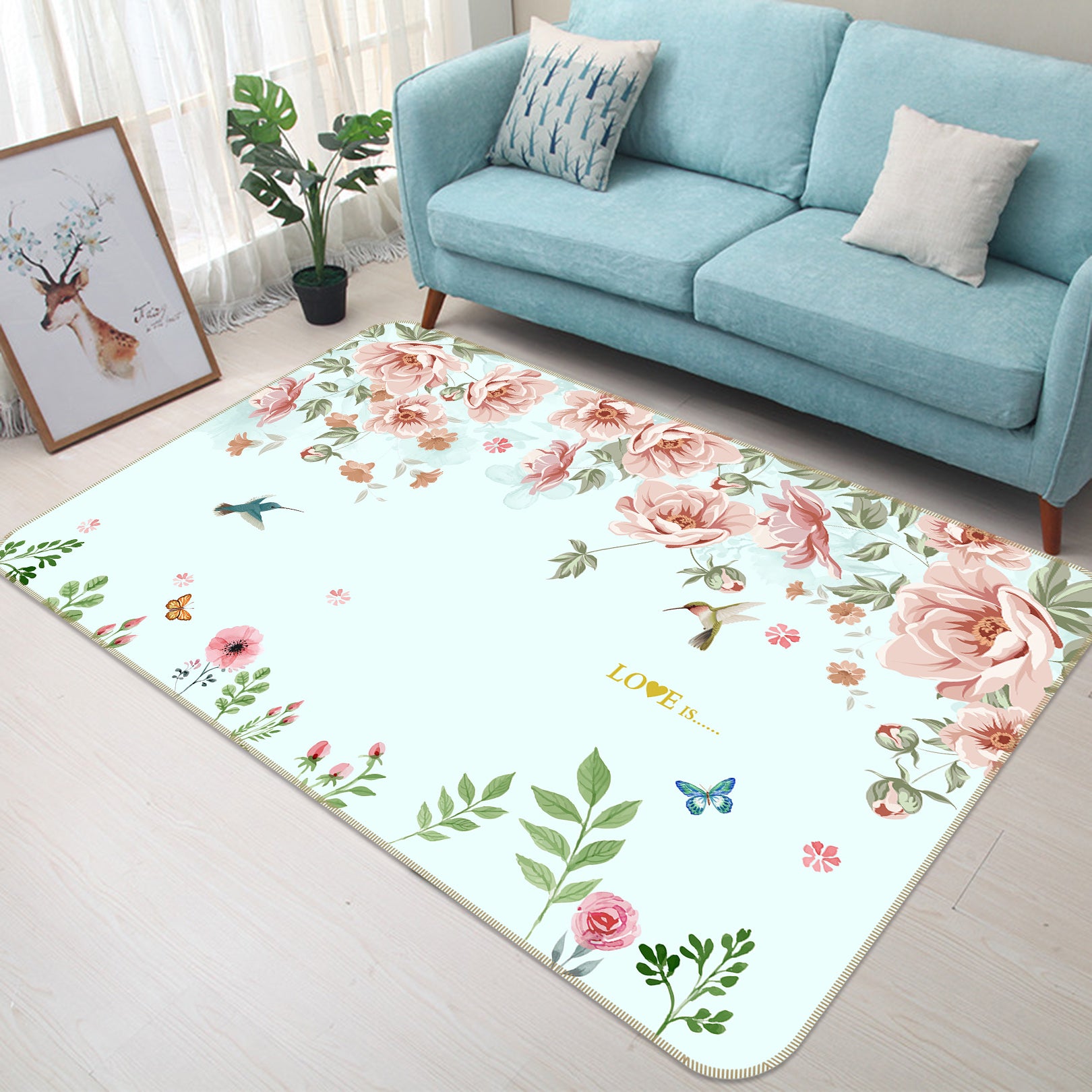 3D Pink Flowers 65130 Non Slip Rug Mat