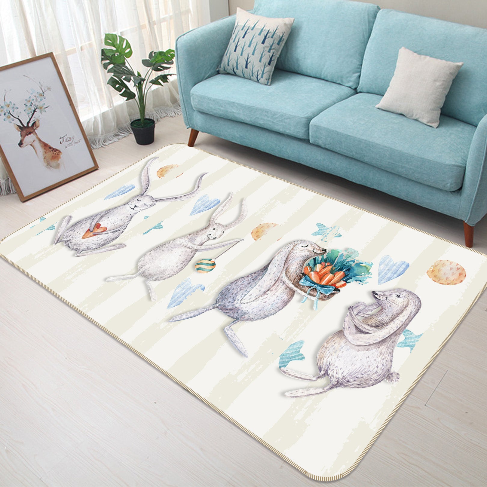 3D Rabbit 34068 Non Slip Rug Mat