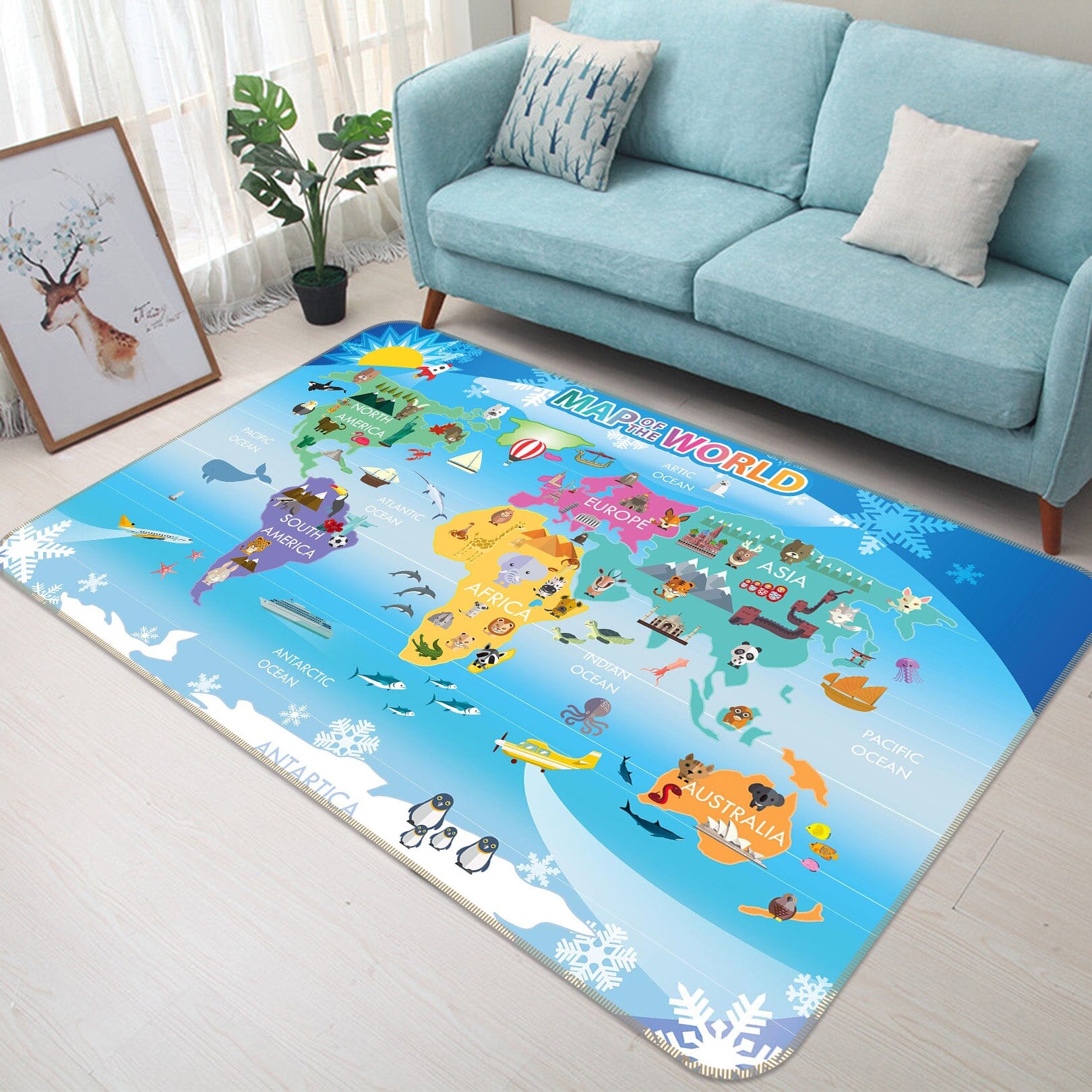 3D Painted Mountain Peak 275 World Map Non Slip Rug Mat Mat AJ Creativity Home 