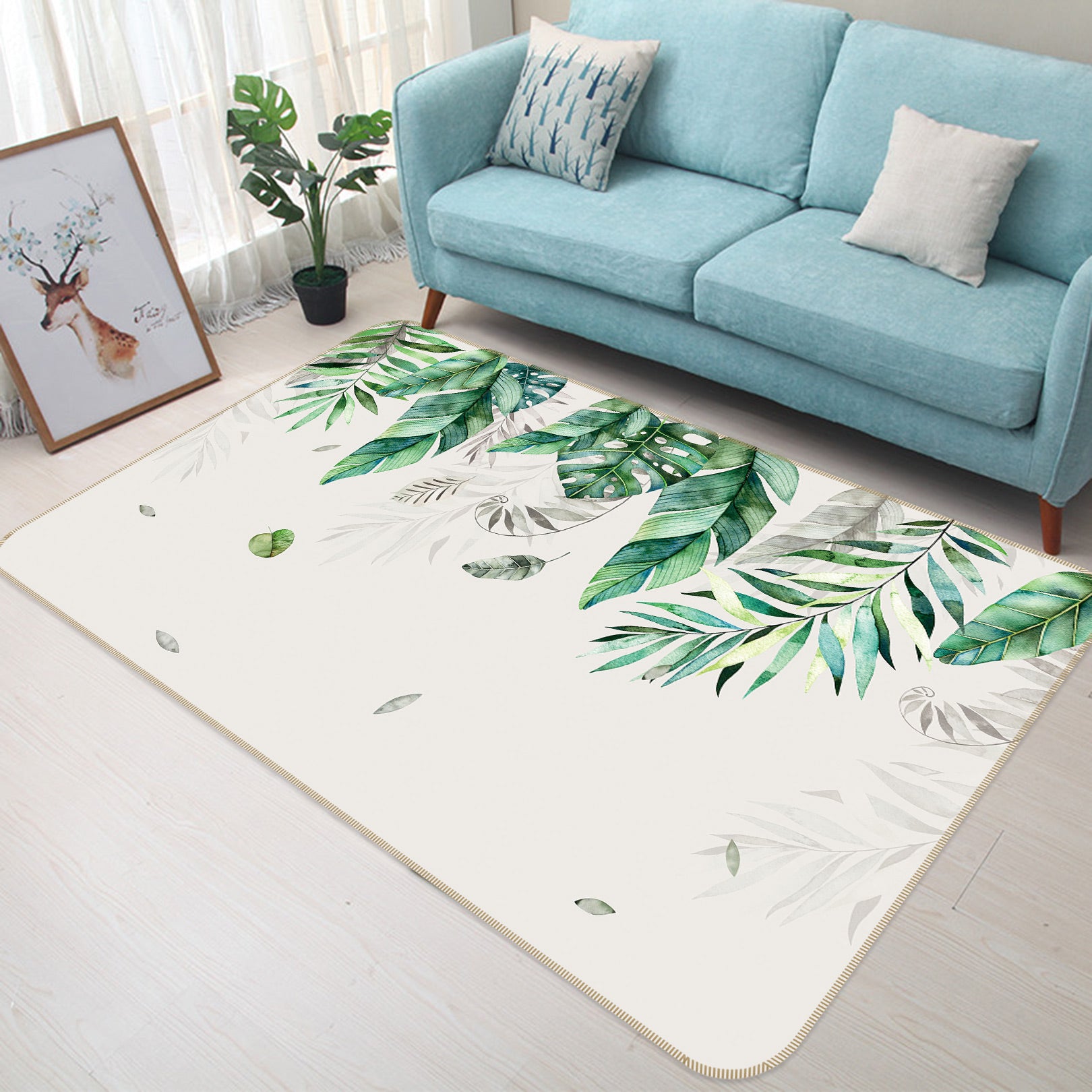 3D Leaves Branches 77003 Non Slip Rug Mat
