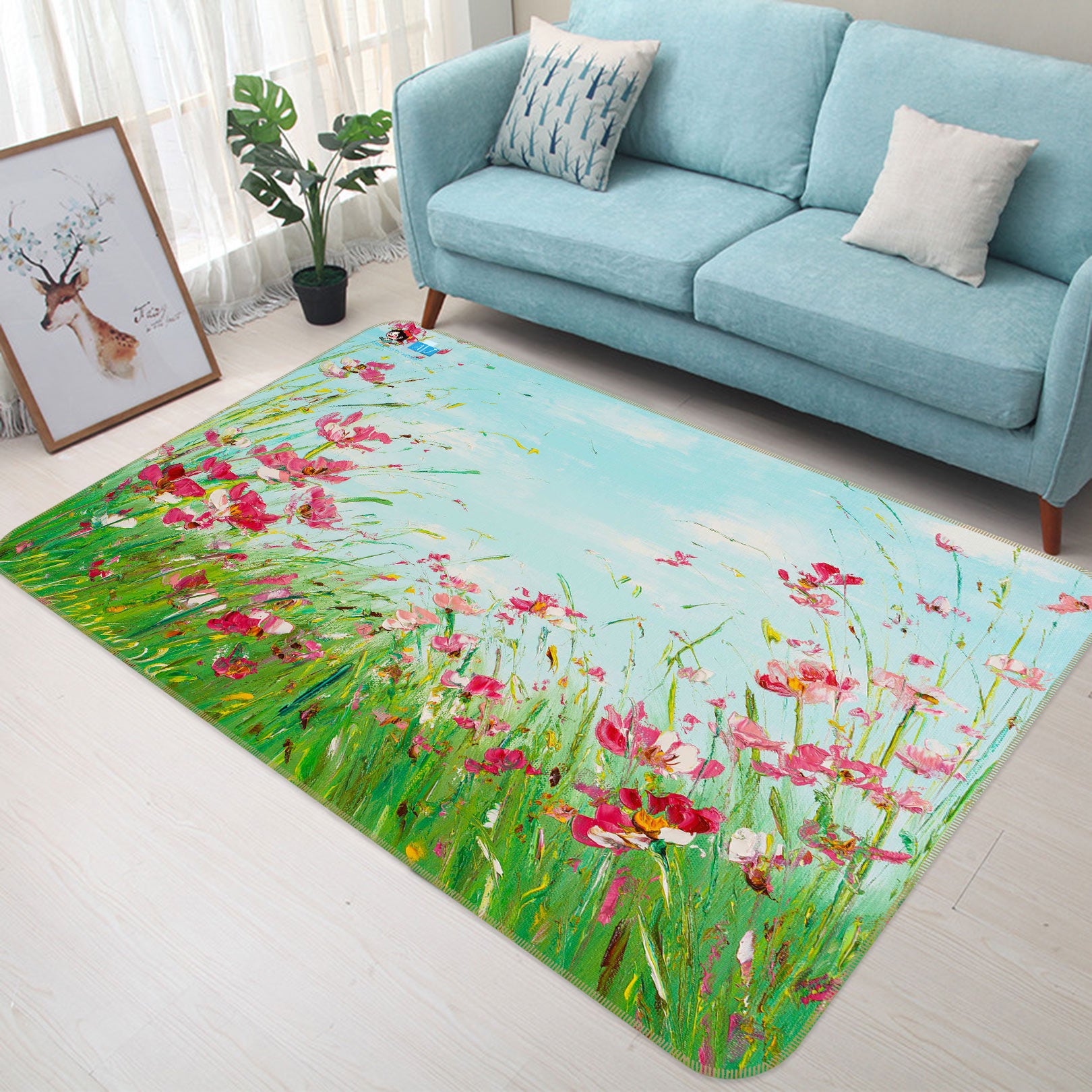 3D Pink Flower 1146 Skromova Marina Rug Non Slip Rug Mat