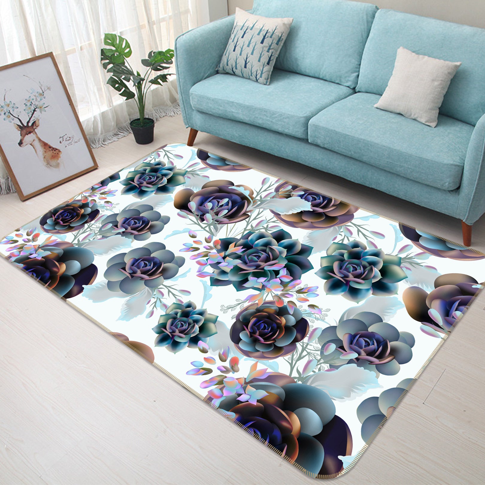 3D Flower 37082 Non Slip Rug Mat