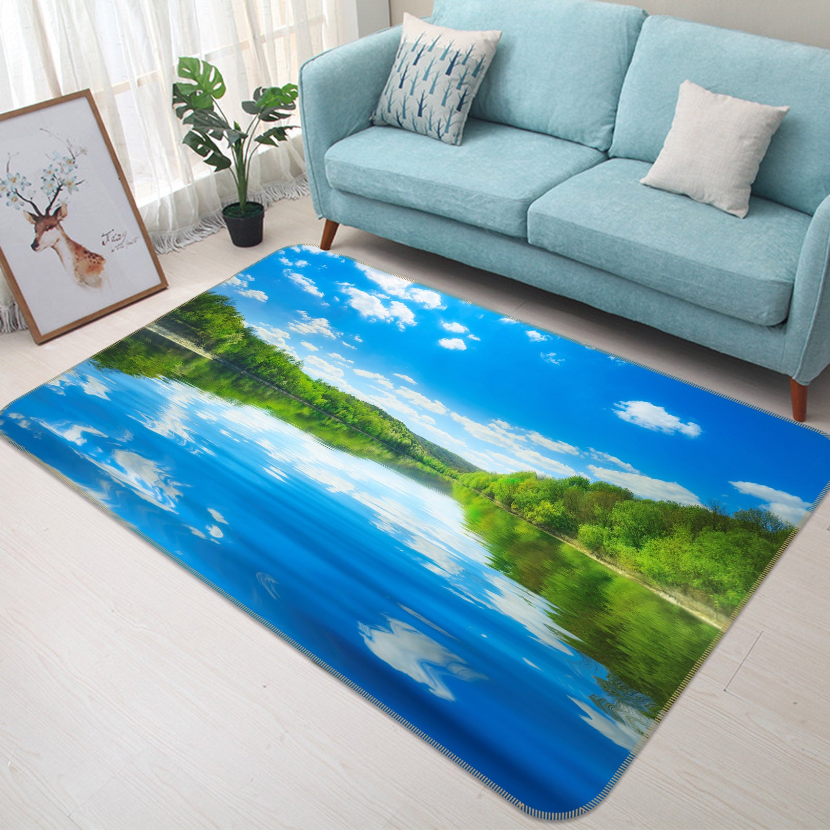 3D Sky Water Reflection 29166 Non Slip Rug Mat
