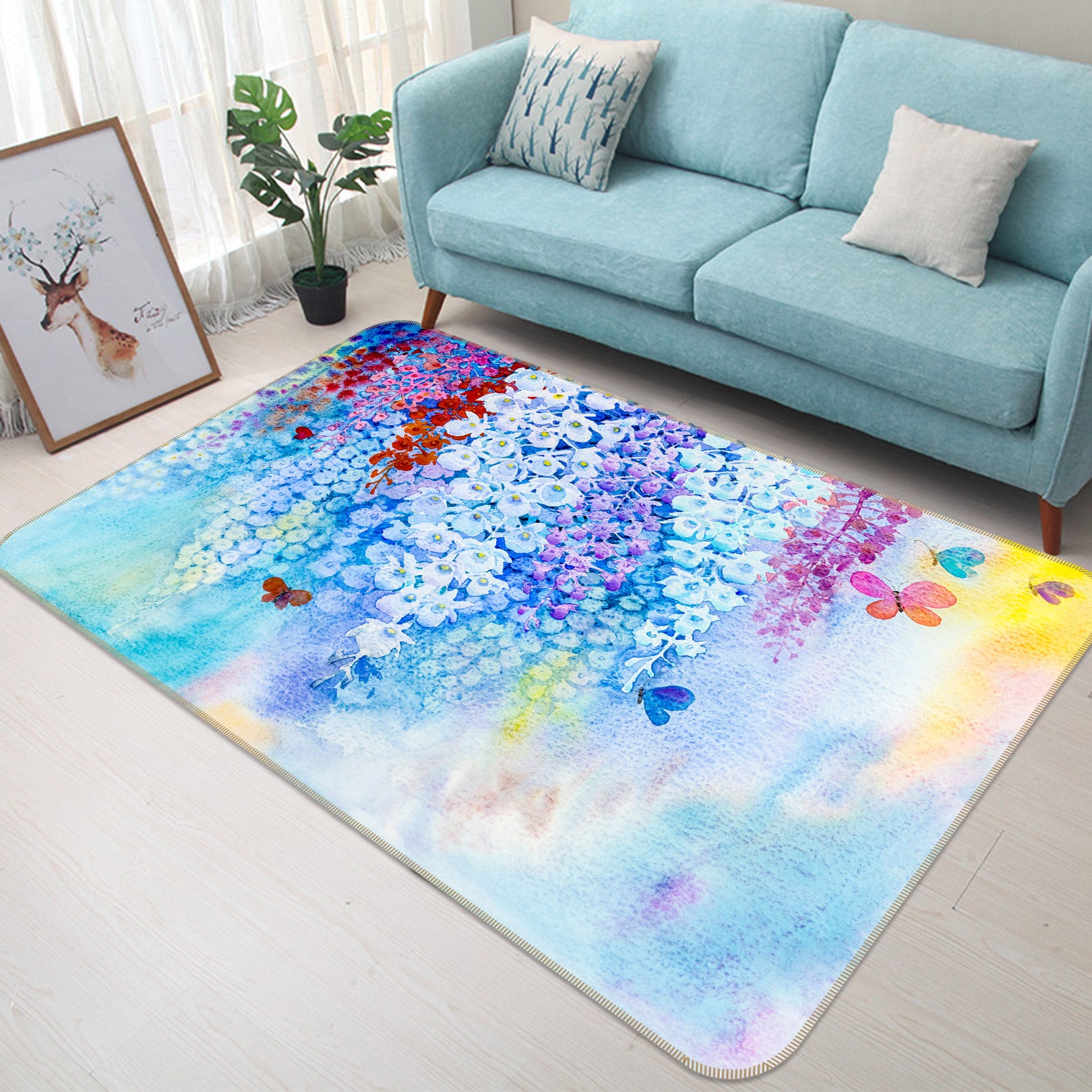 3D Flower Vine Butterfly 30143 Non Slip Rug Mat