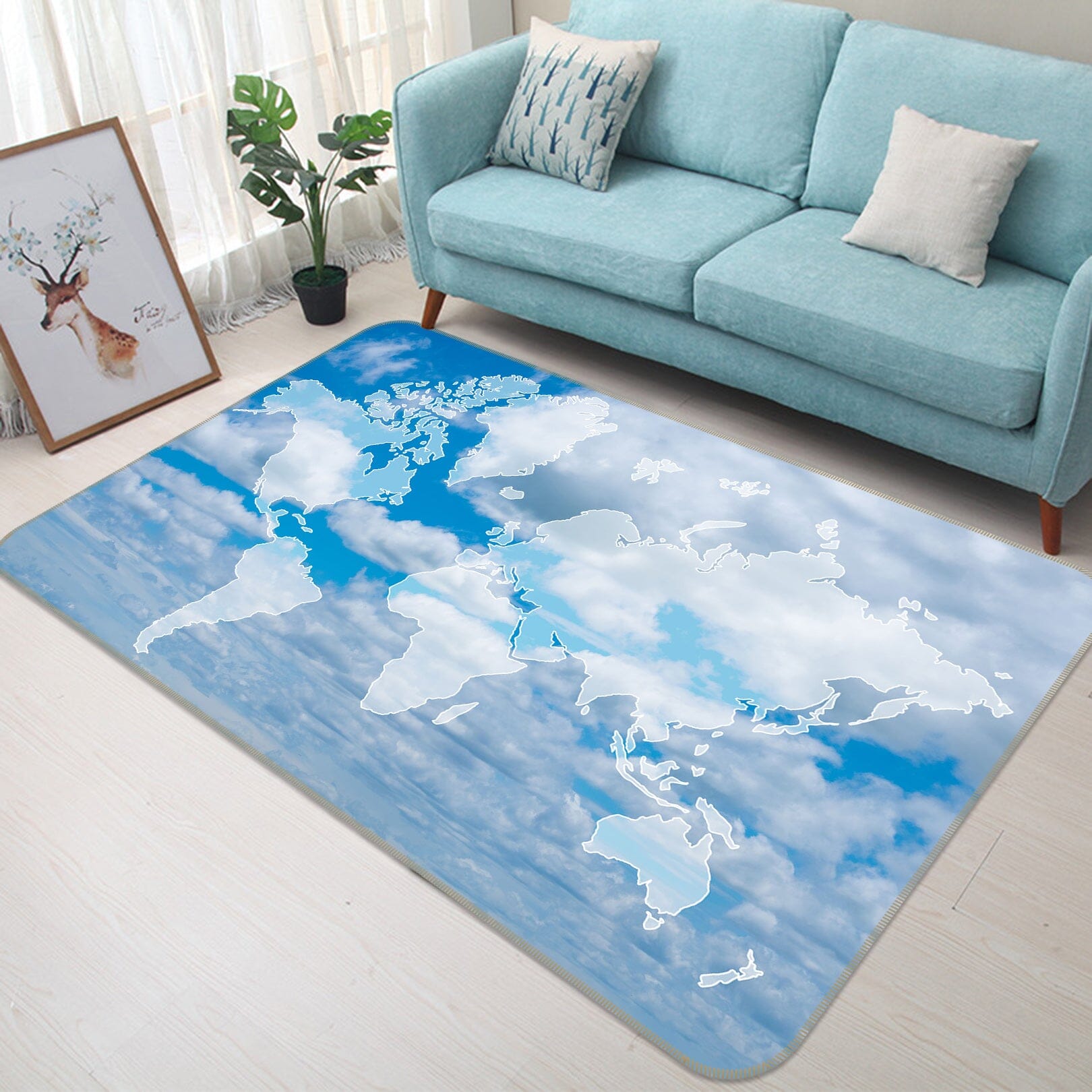 3D Clear Sky 300 World Map Non Slip Rug Mat Mat AJ Creativity Home 