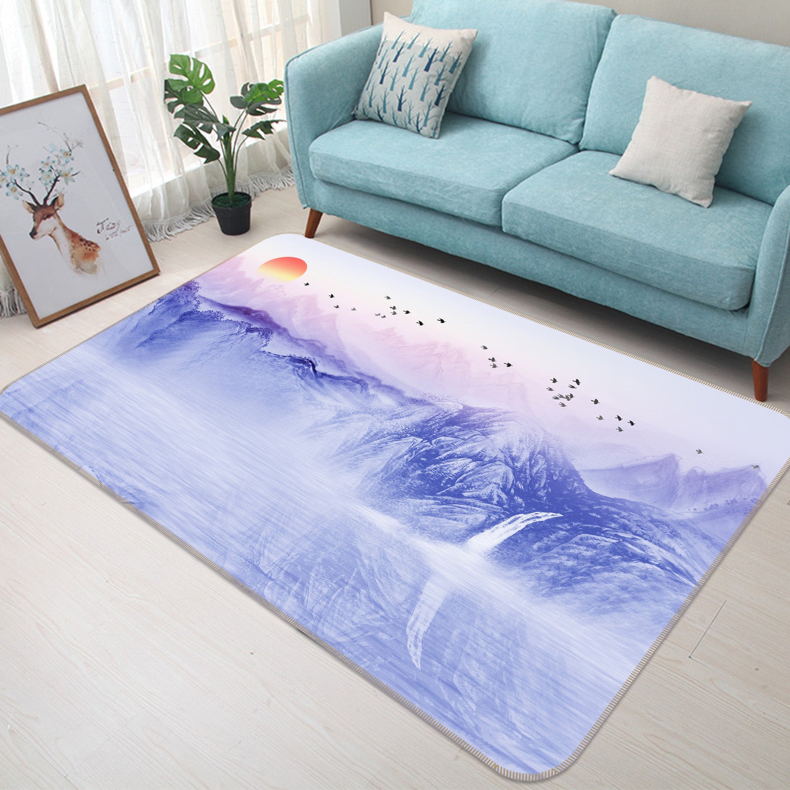 3D Mountains 34015 Non Slip Rug Mat