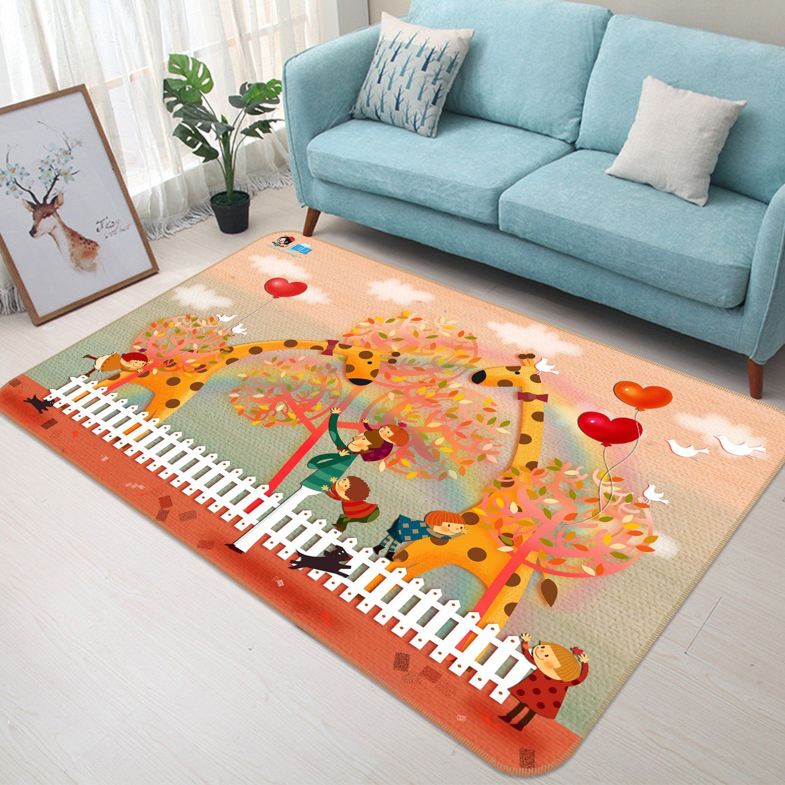 3D Cartoon Giraffe 744 Non Slip Rug Mat Mat AJ Creativity Home 