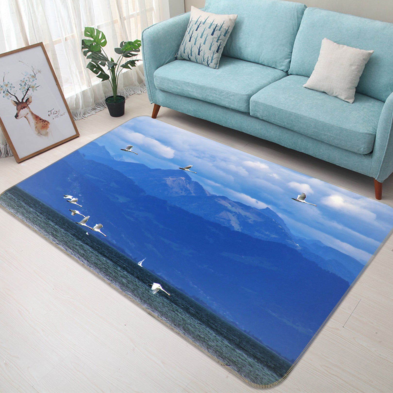 3D Mountains Seagull 82097 Animal Non Slip Rug Mat