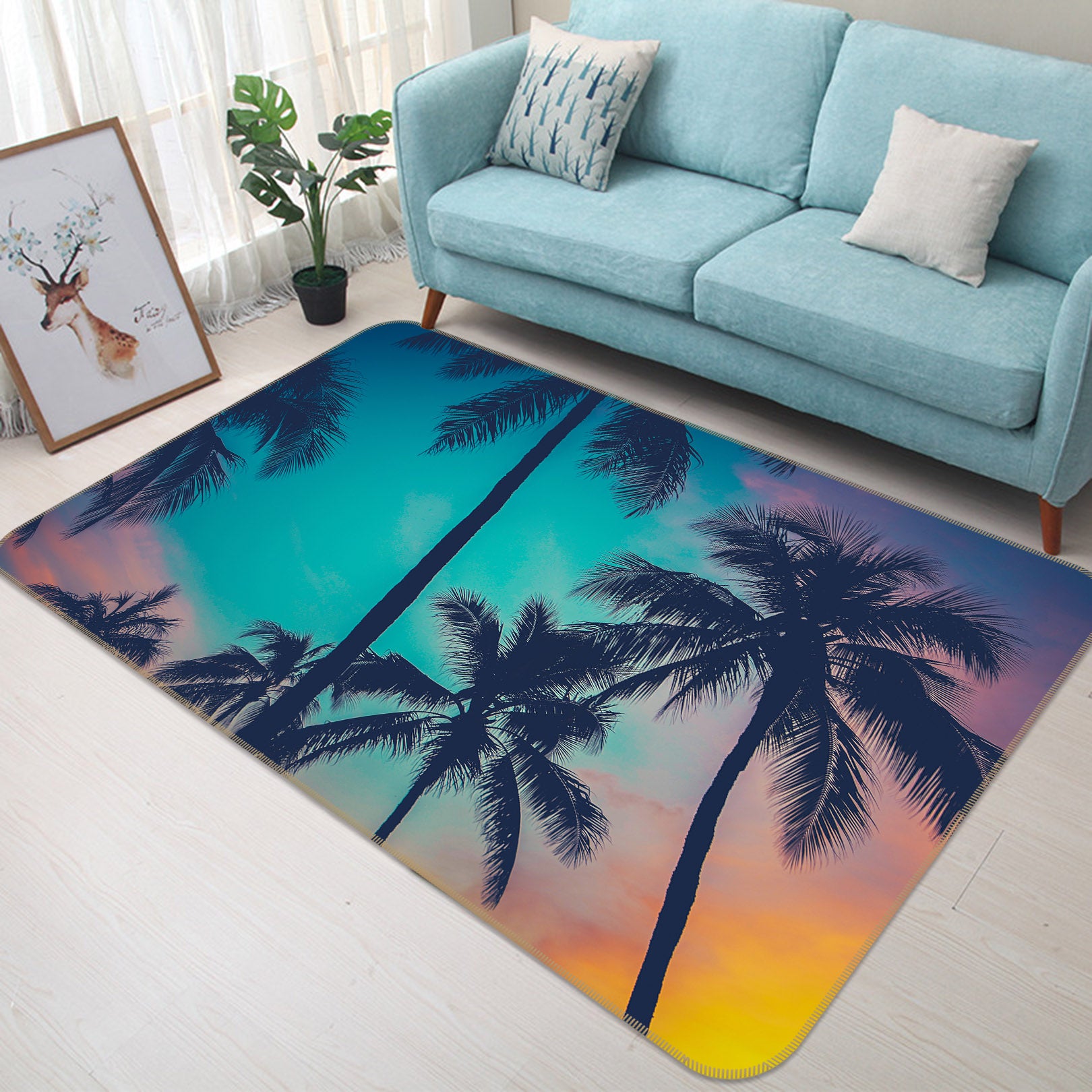 3D Coconut Tree 35025 Non Slip Rug Mat