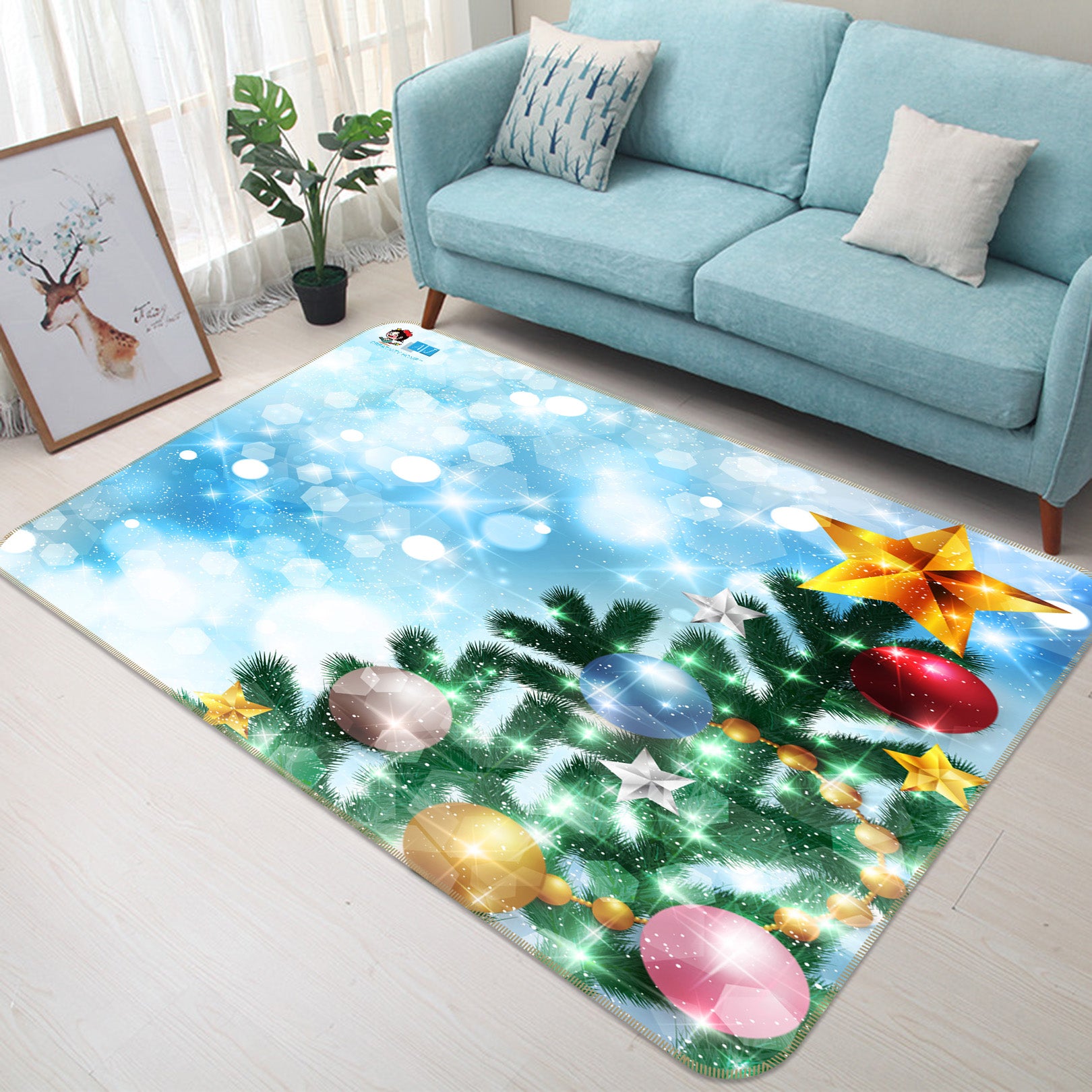3D Tree 55072 Christmas Non Slip Rug Mat Xmas