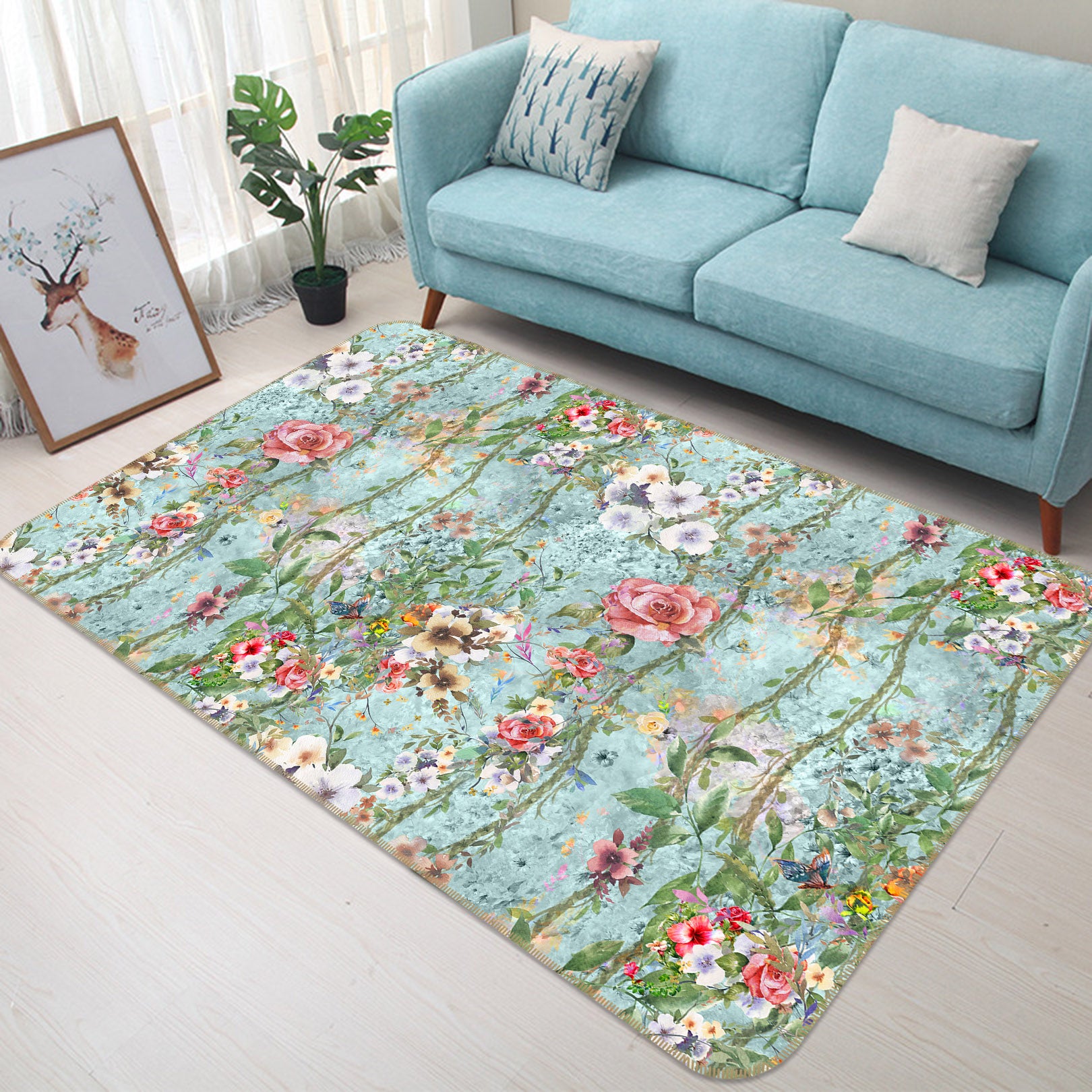 3D Flower Vine 30173 Non Slip Rug Mat
