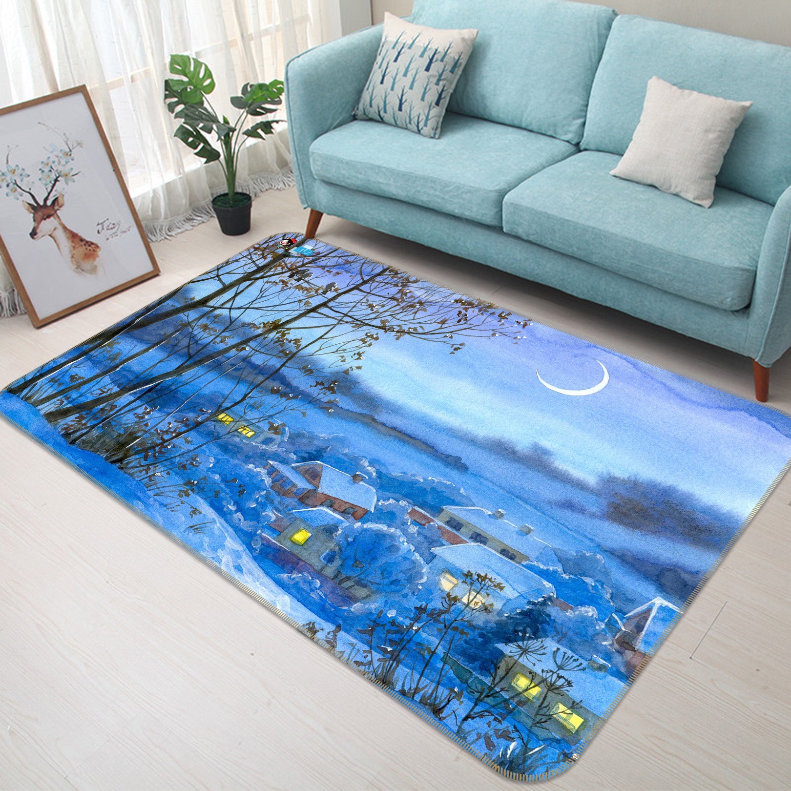 3D Snowy House 66082 Non Slip Rug Mat