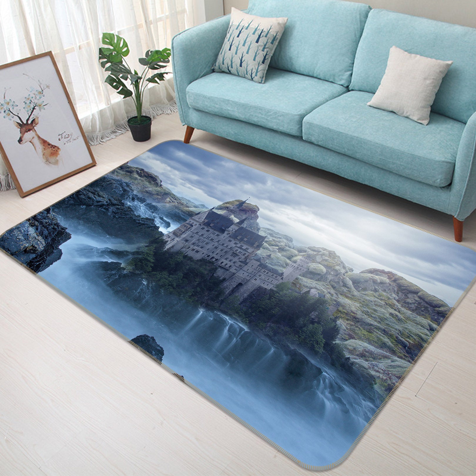 3D Waterfall Mountain 36129 Non Slip Rug Mat