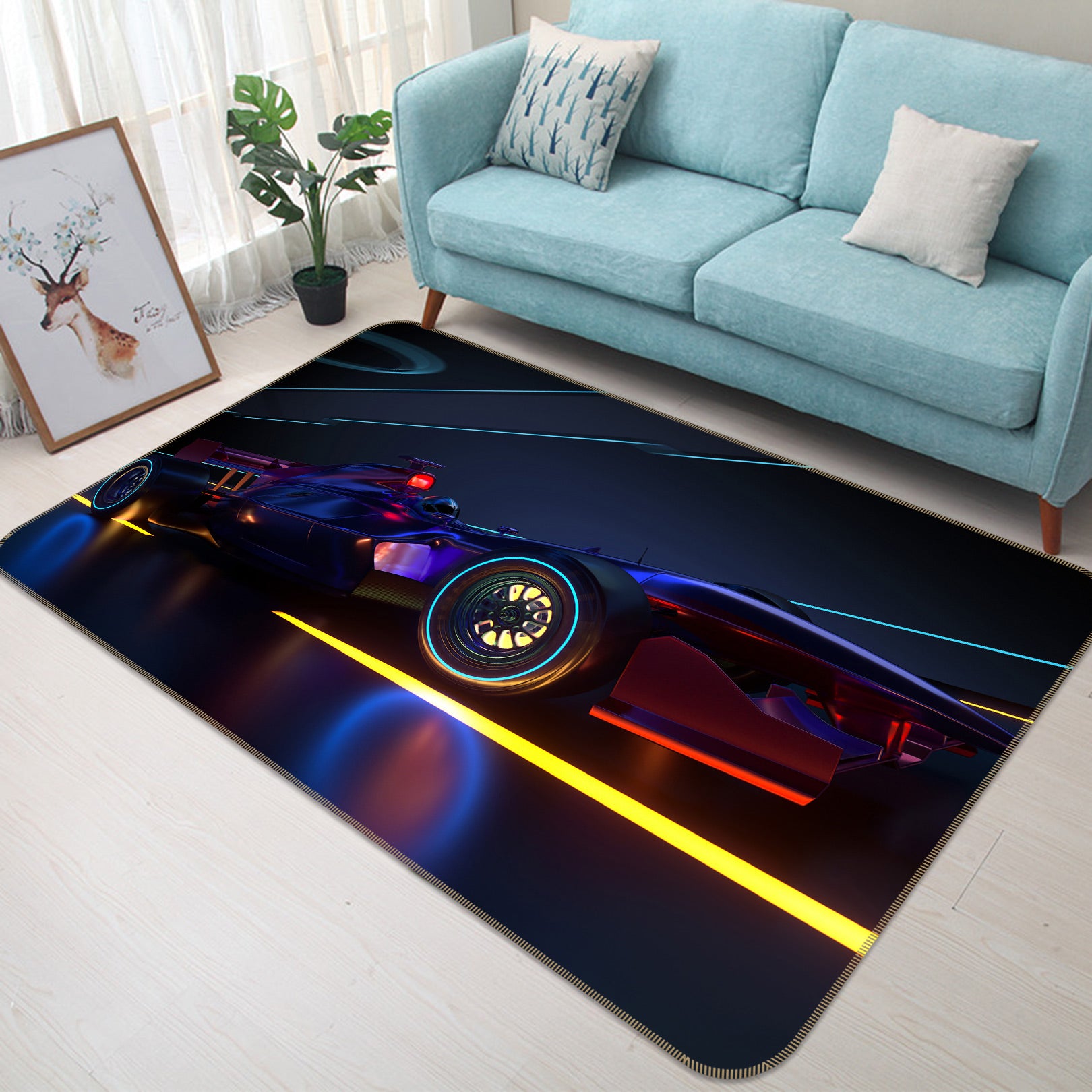 3D Color Light Car 68032 Vehicle Non Slip Rug Mat