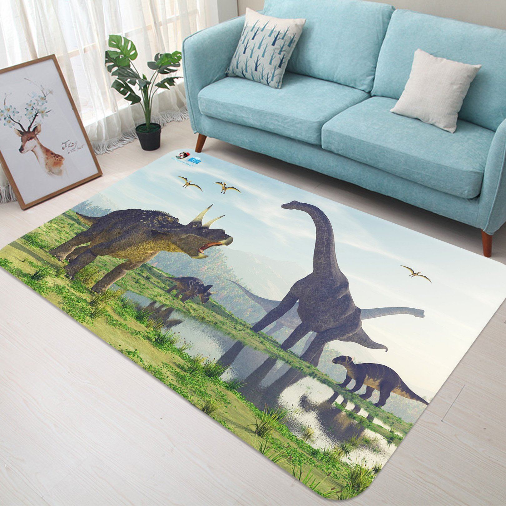 3D Brontosaurus Horned Dragon 79 Non Slip Rug Mat Mat AJ Creativity Home 