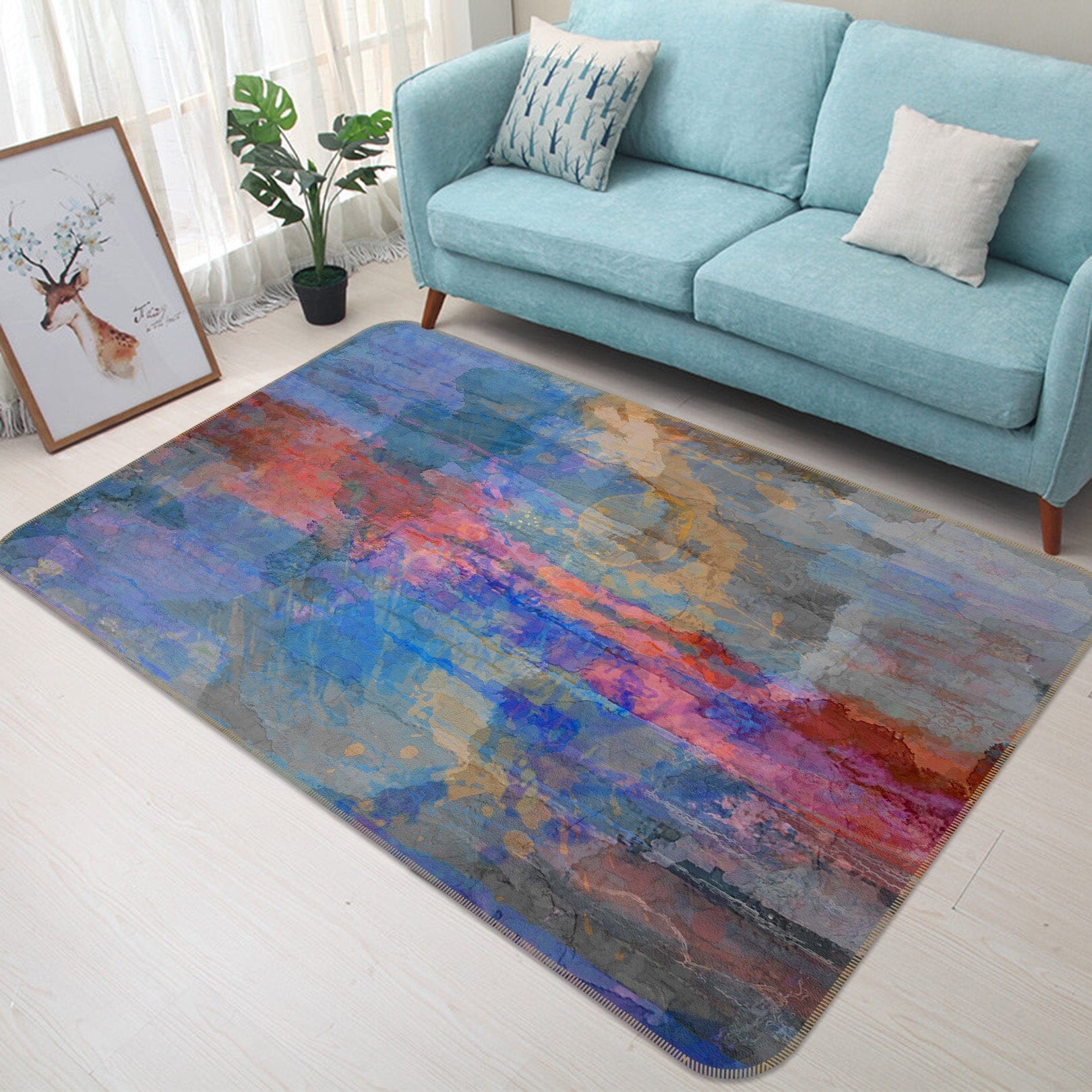 3D Blue Graffiti 126 Michael Tienhaara Rug Non Slip Rug Mat Mat AJ Creativity Home 