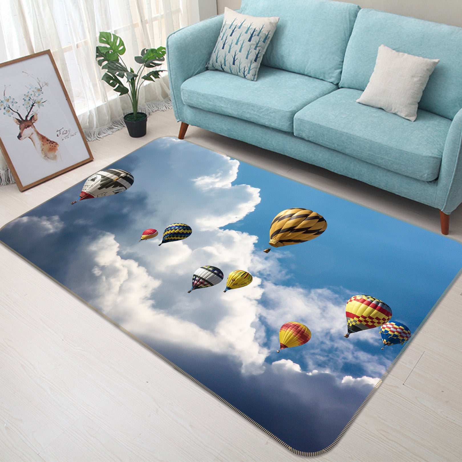 3D Hot Air Balloon 36126 Non Slip Rug Mat