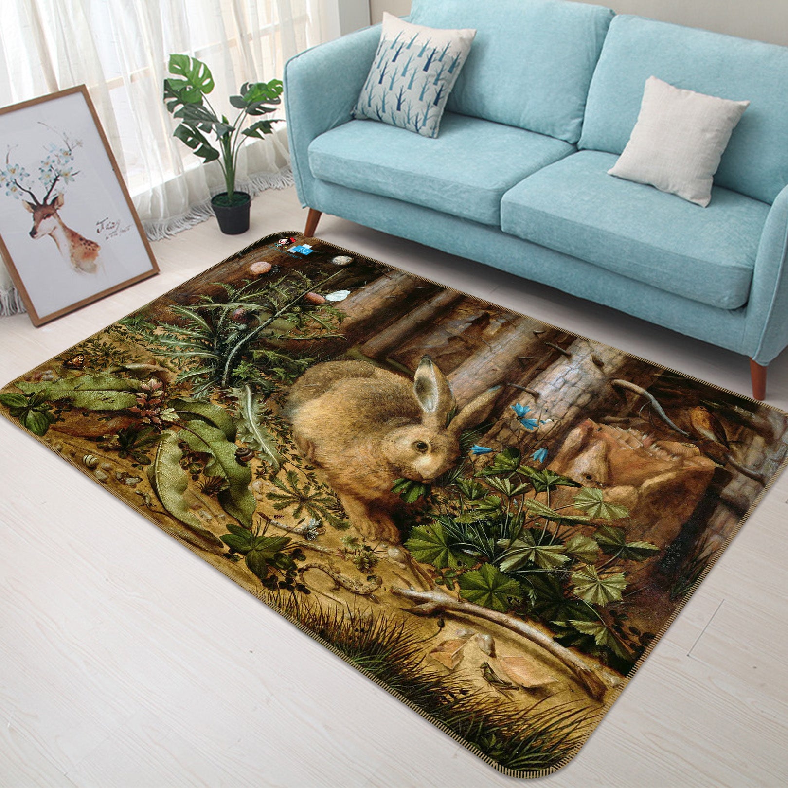 3D Jungle Rabbit 66127 Non Slip Rug Mat