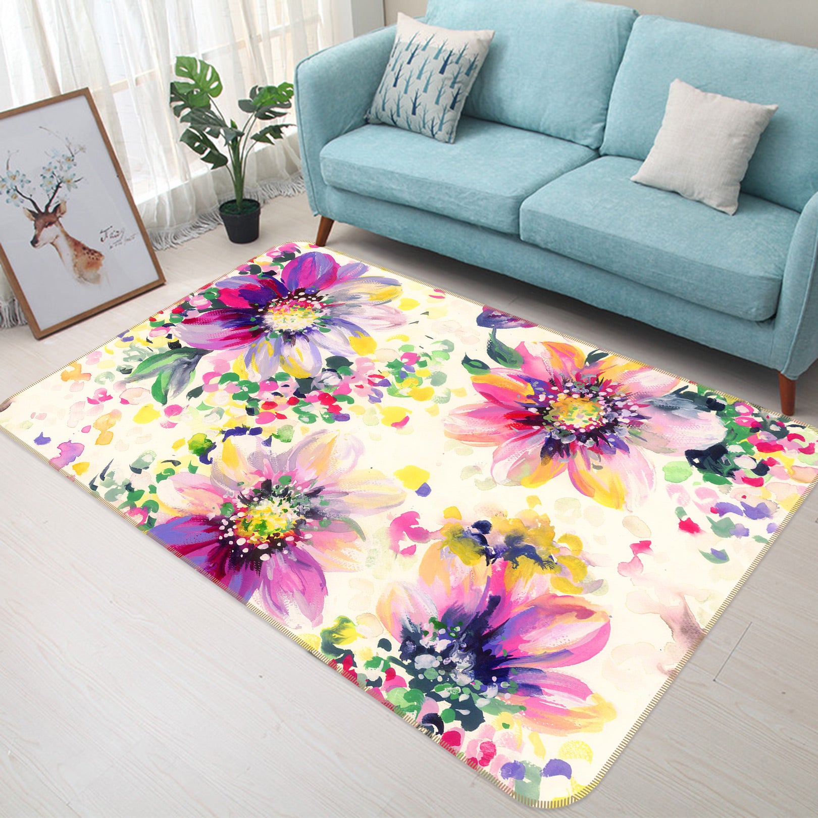 3D Flowers 27079 Non Slip Rug Mat