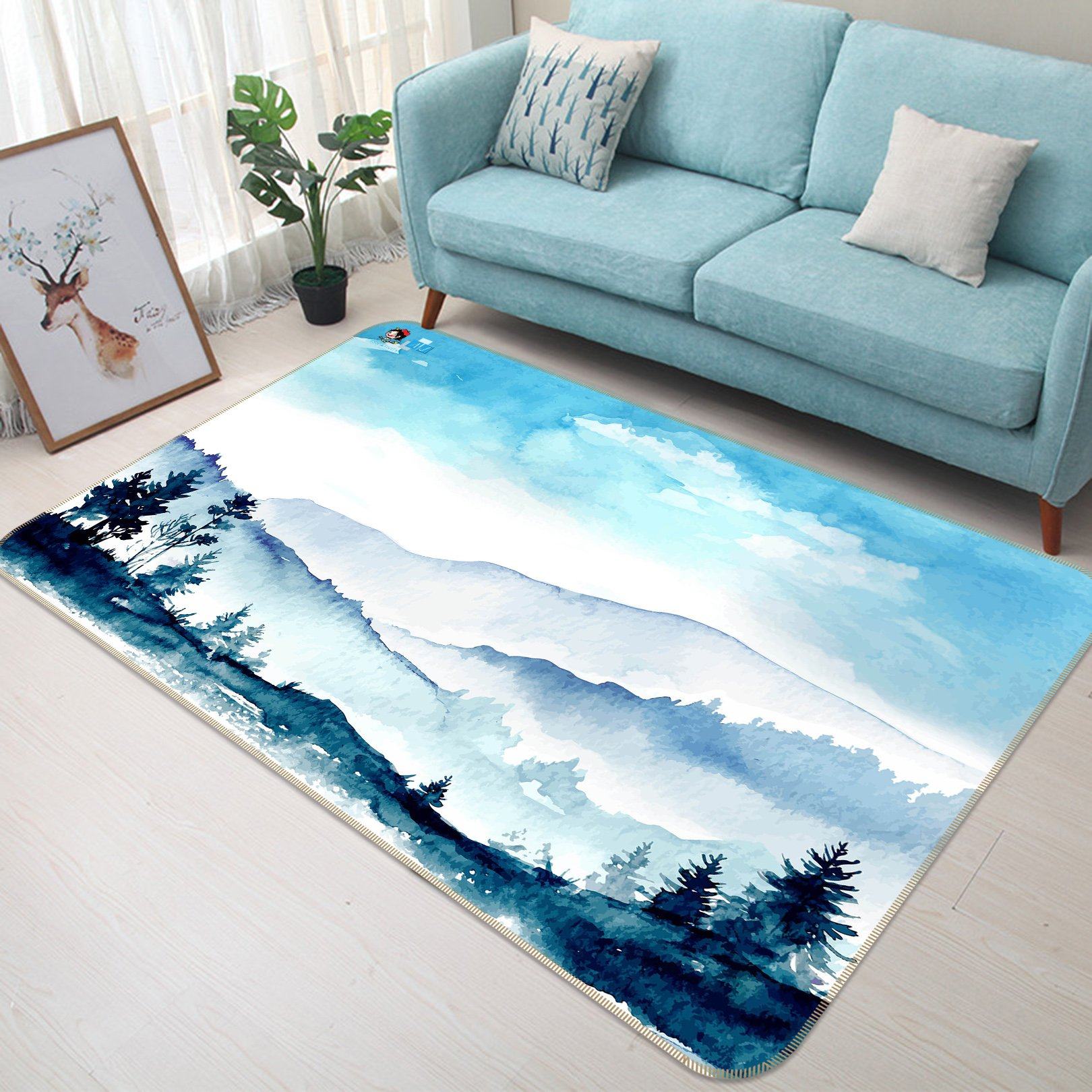 3D Watercolor Mountains 167 Non Slip Rug Mat Mat AJ Creativity Home 