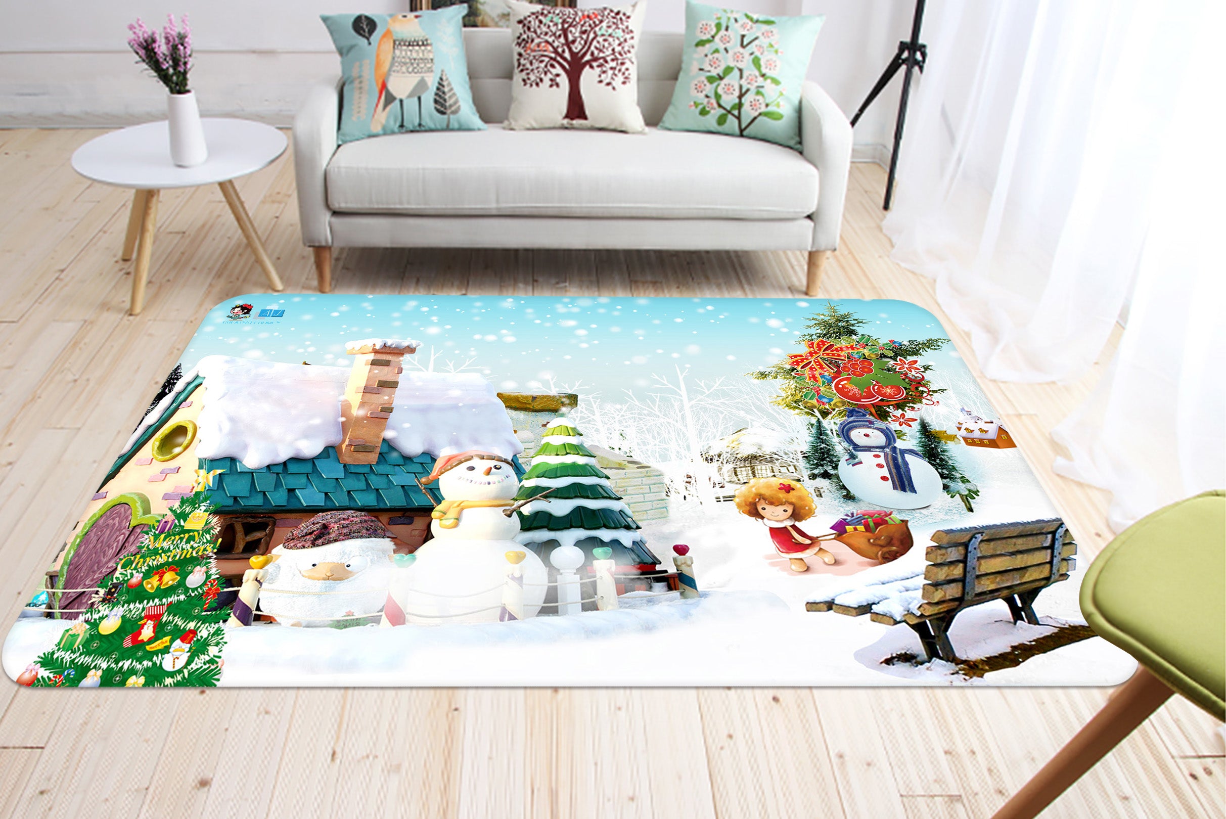 3D Snowman House 65175 Christmas Non Slip Rug Mat Xmas