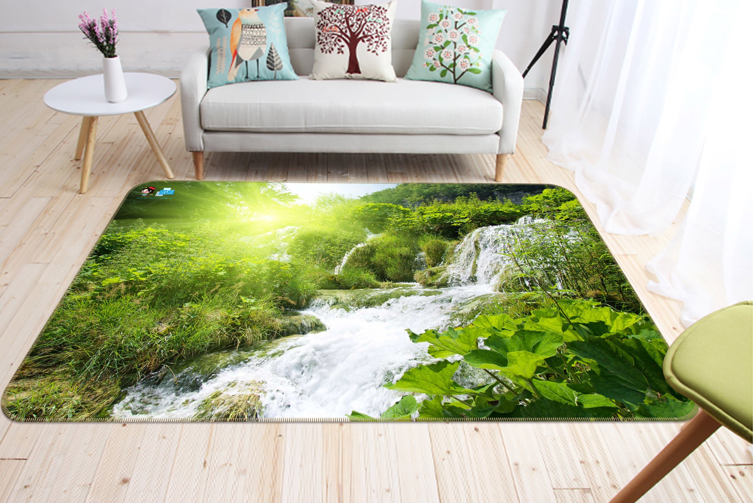 3D Jungle Waterfall 66085 Non Slip Rug Mat