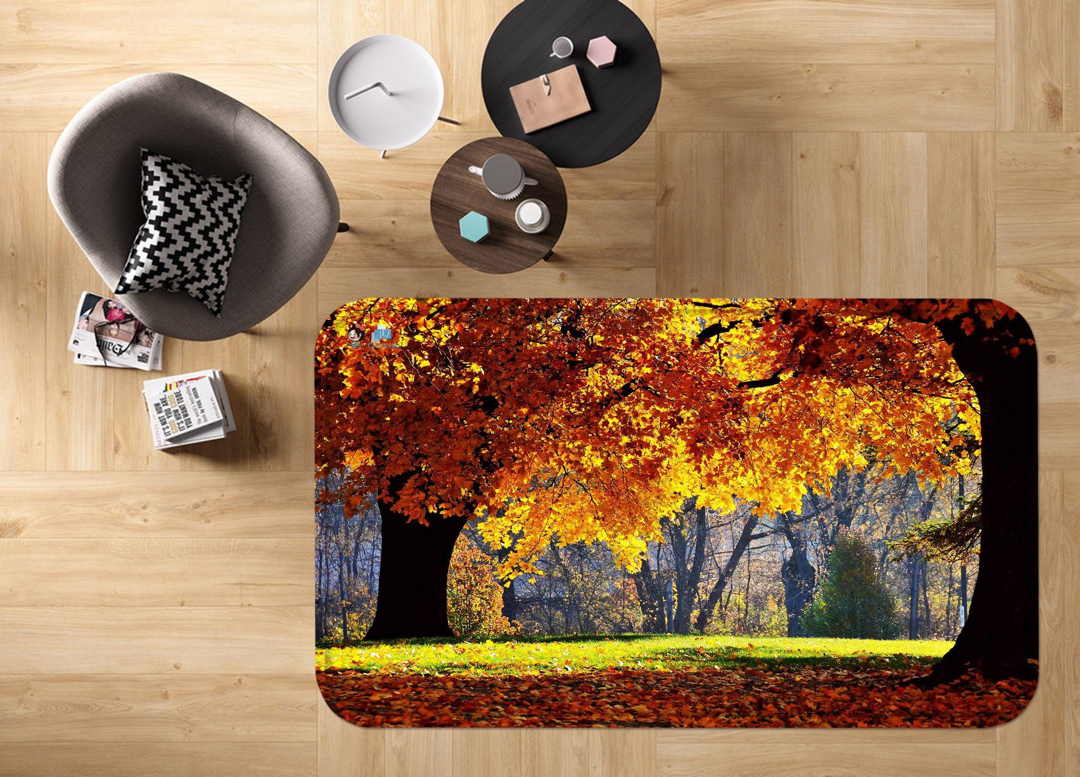 3D Orange Trees 7 Non Slip Rug Mat Mat AJ Creativity Home 