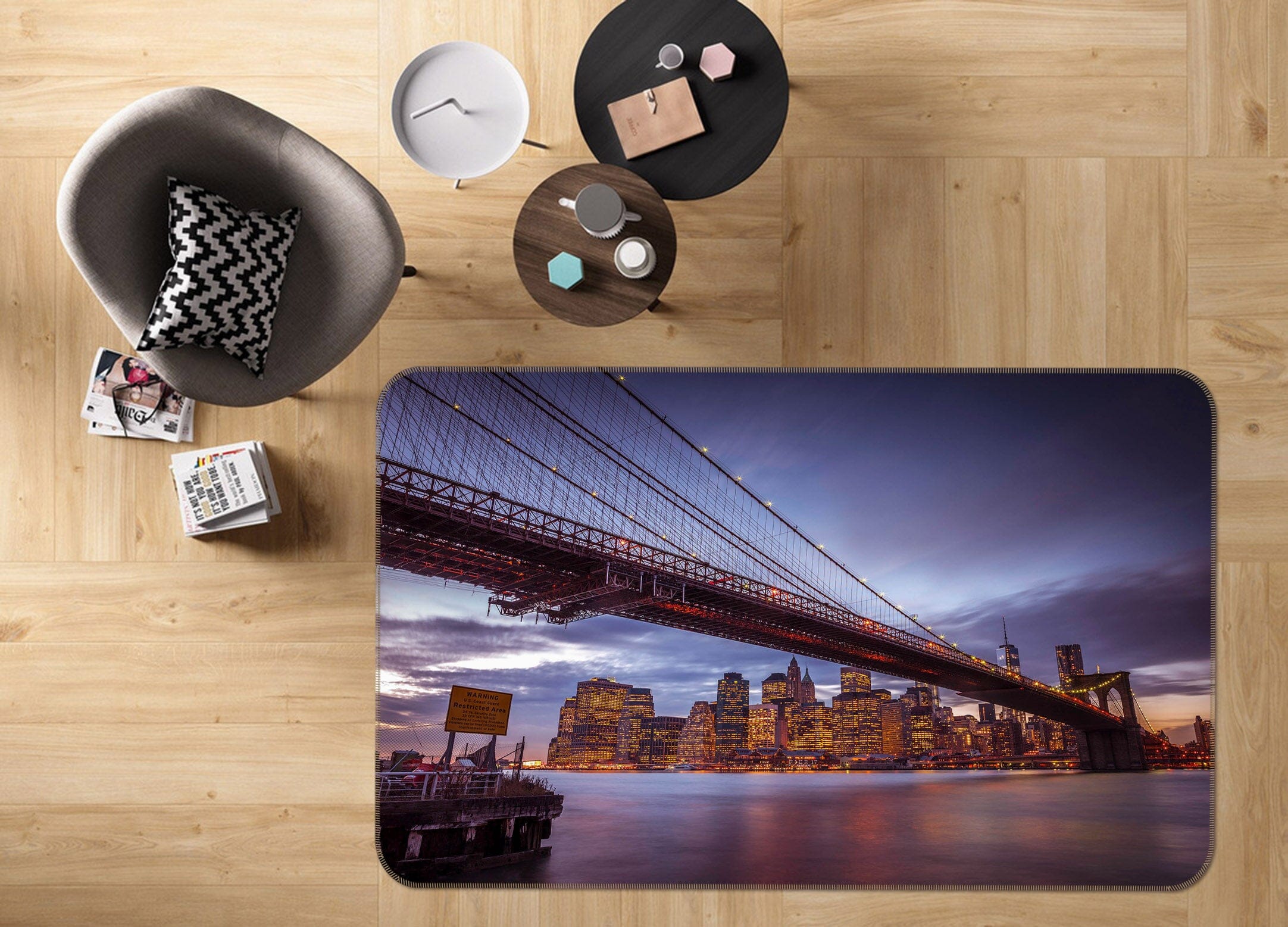 3D River Bridge 3016 Assaf Frank Rug Non Slip Rug Mat Mat AJ Creativity Home 