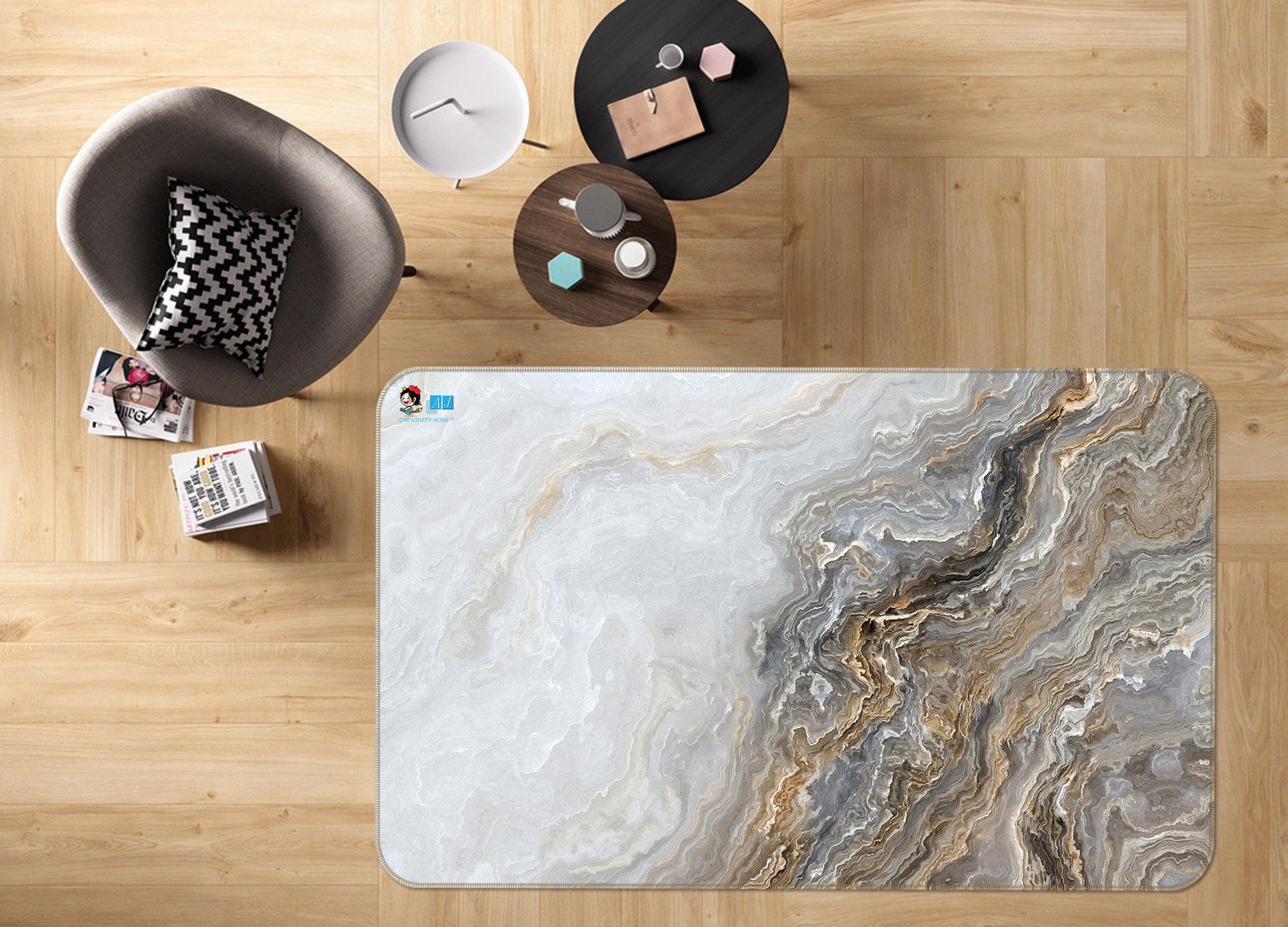 3D Granite 5433 Non Slip Rug Mat Mat AJ Creativity Home 