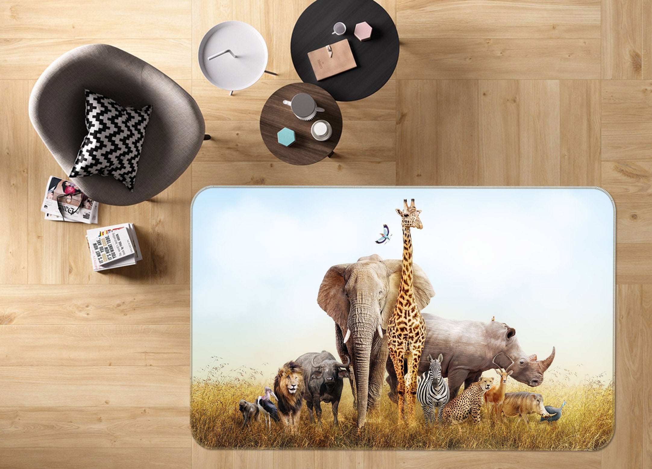 3D Wild Animals 34112 Non Slip Rug Mat