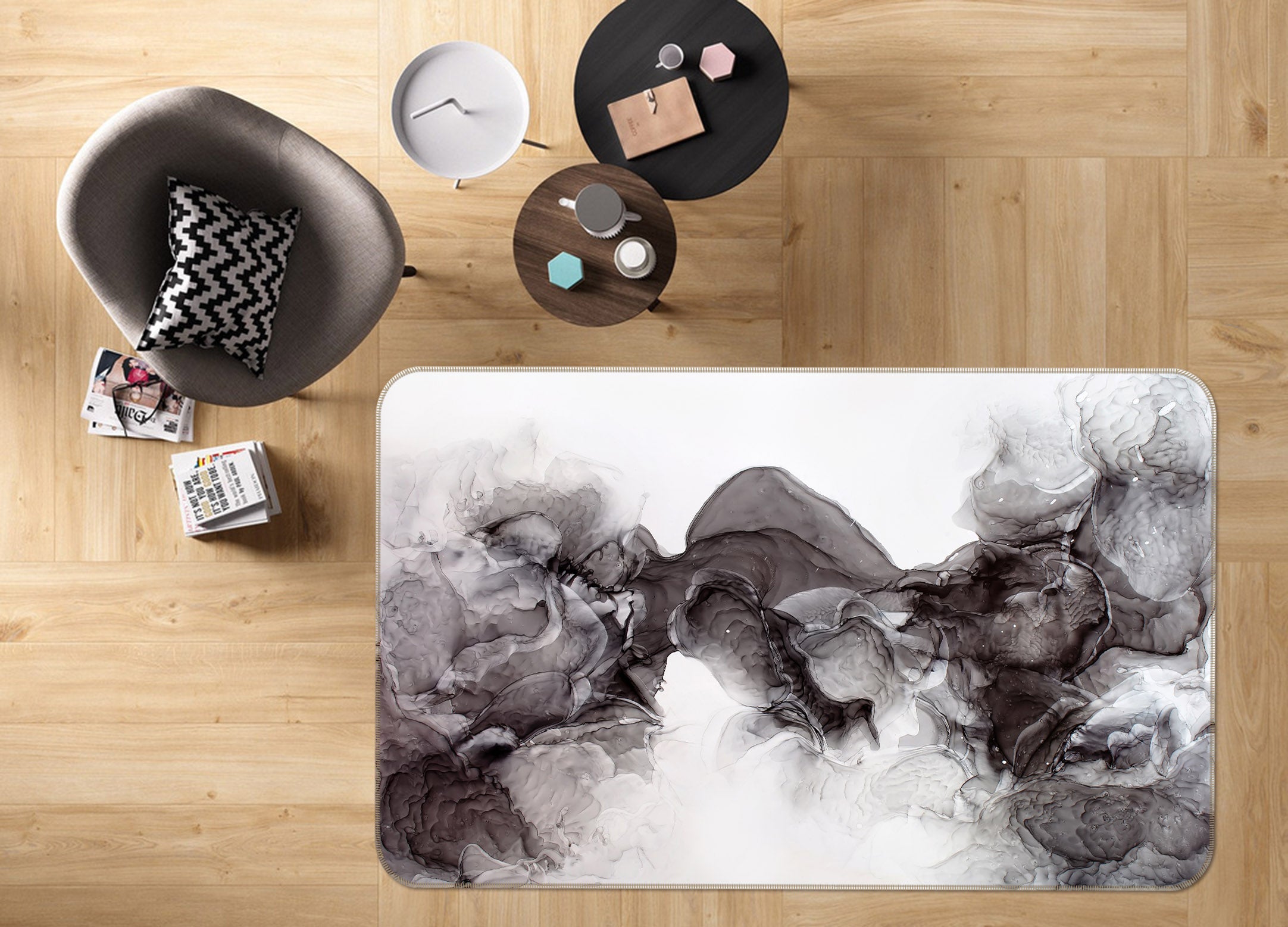 3D Black Gray 30161 Non Slip Rug Mat