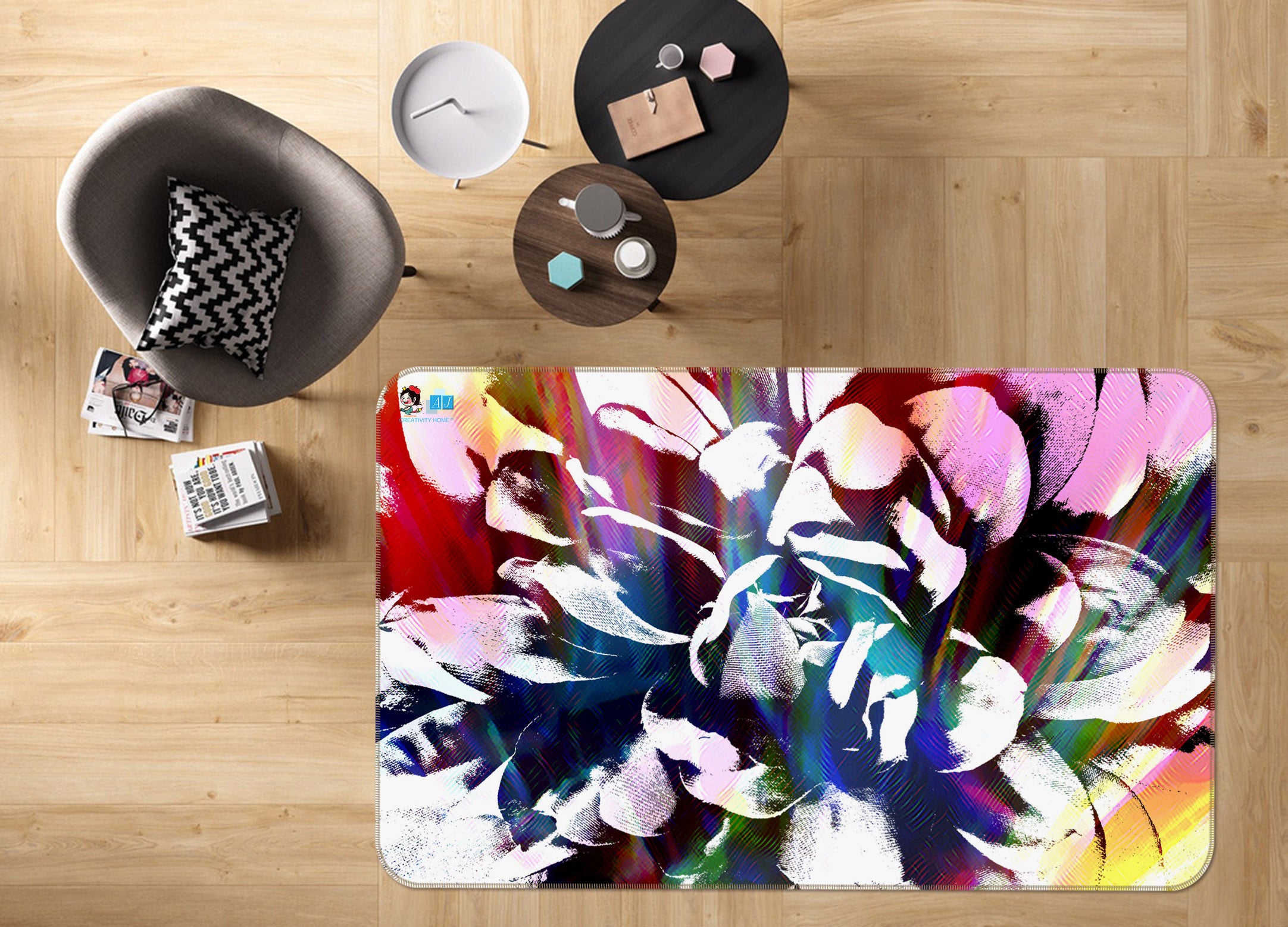 3D Flowers 19163 Shandra Smith Rug Non Slip Rug Mat