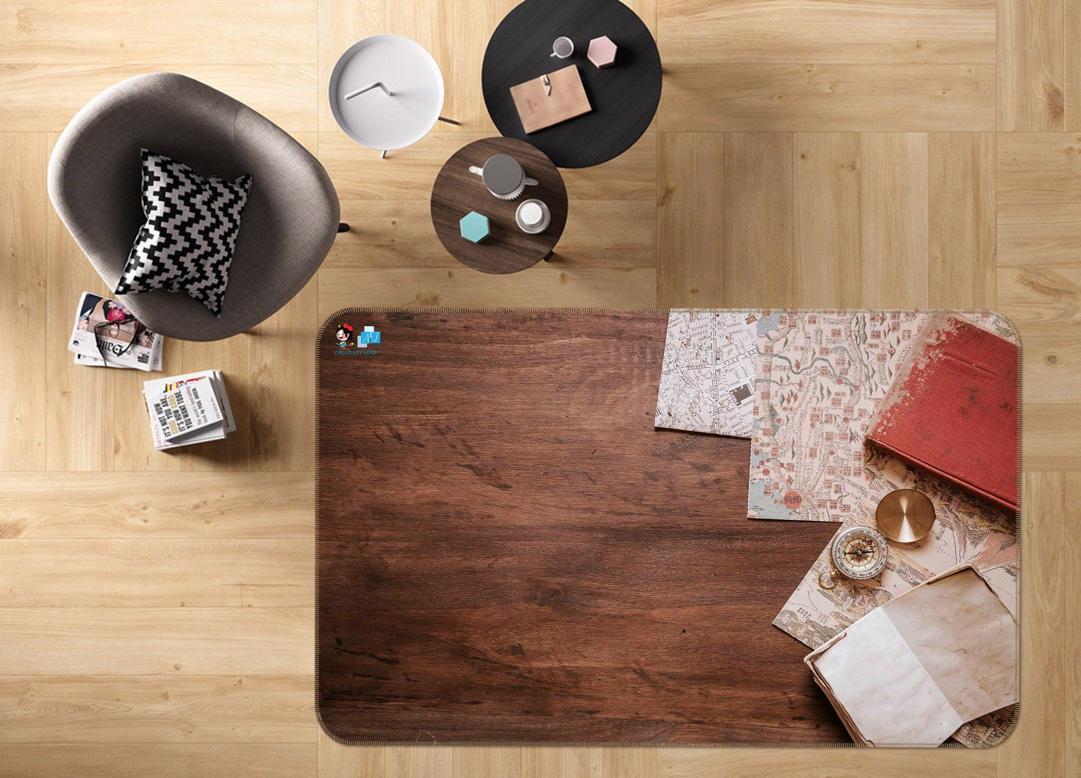 3D Compass Map 213 Non Slip Rug Mat Mat AJ Creativity Home 