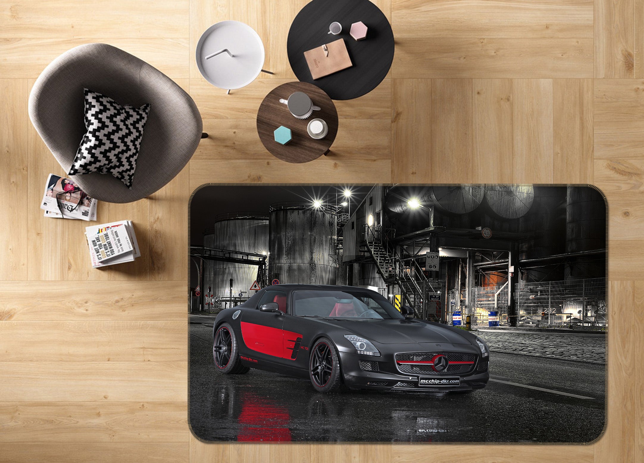 3D Red Black Car 38219 Vehicle Non Slip Rug Mat
