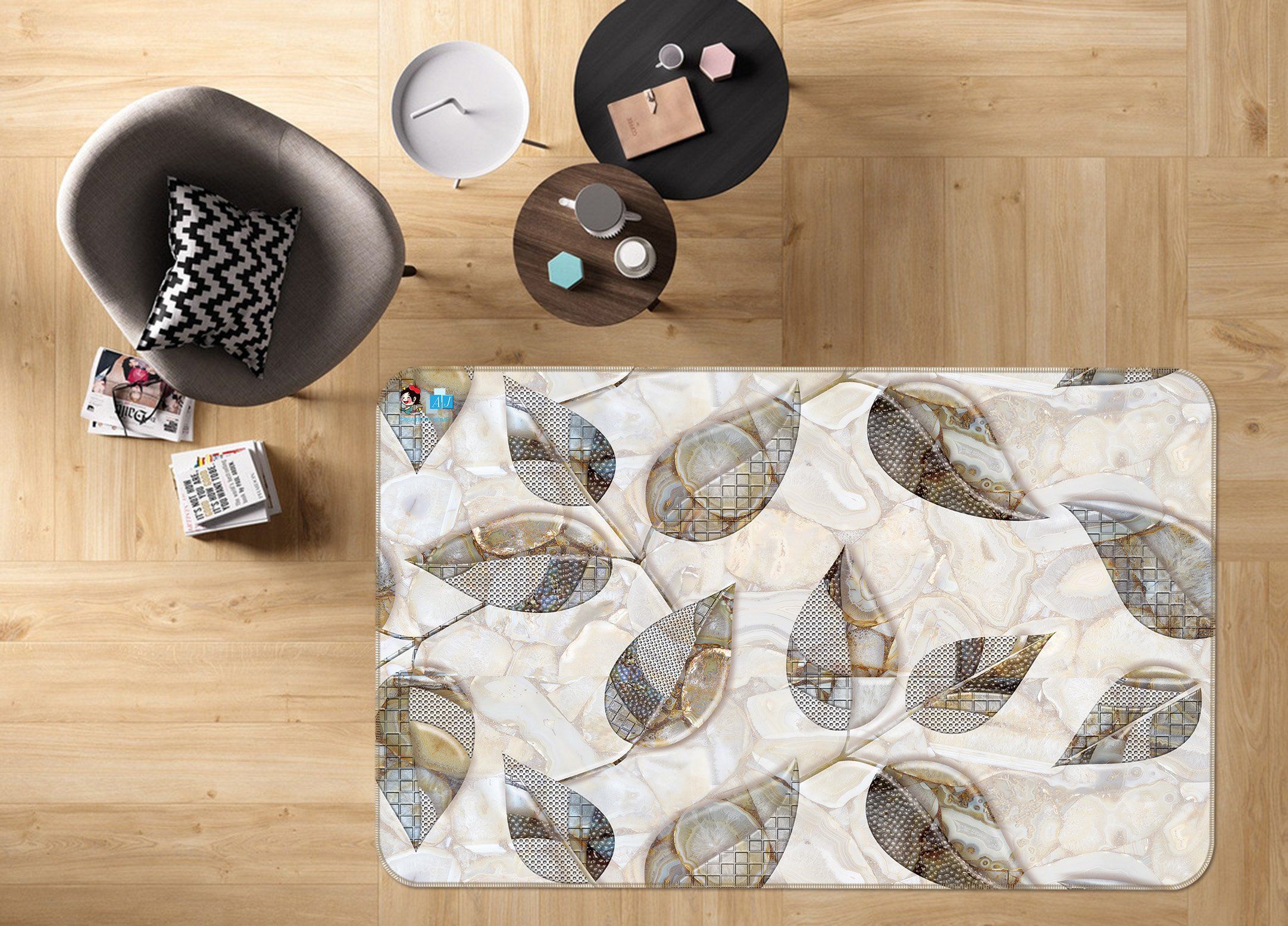 3D Leaf Pattern 3926 Non Slip Rug Mat Mat AJ Creativity Home 