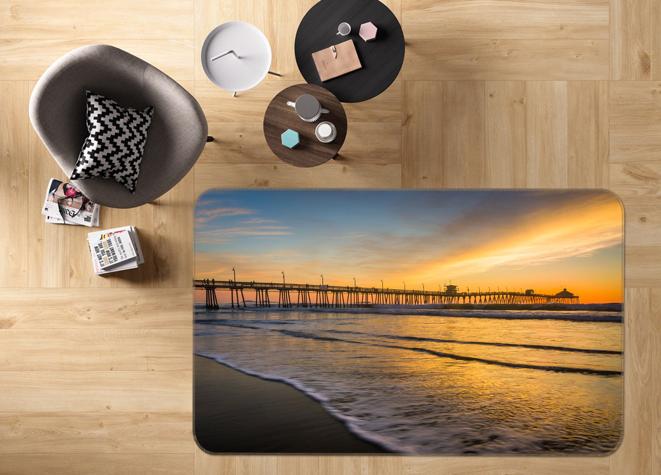 3D Sea Tide 34141 Non Slip Rug Mat