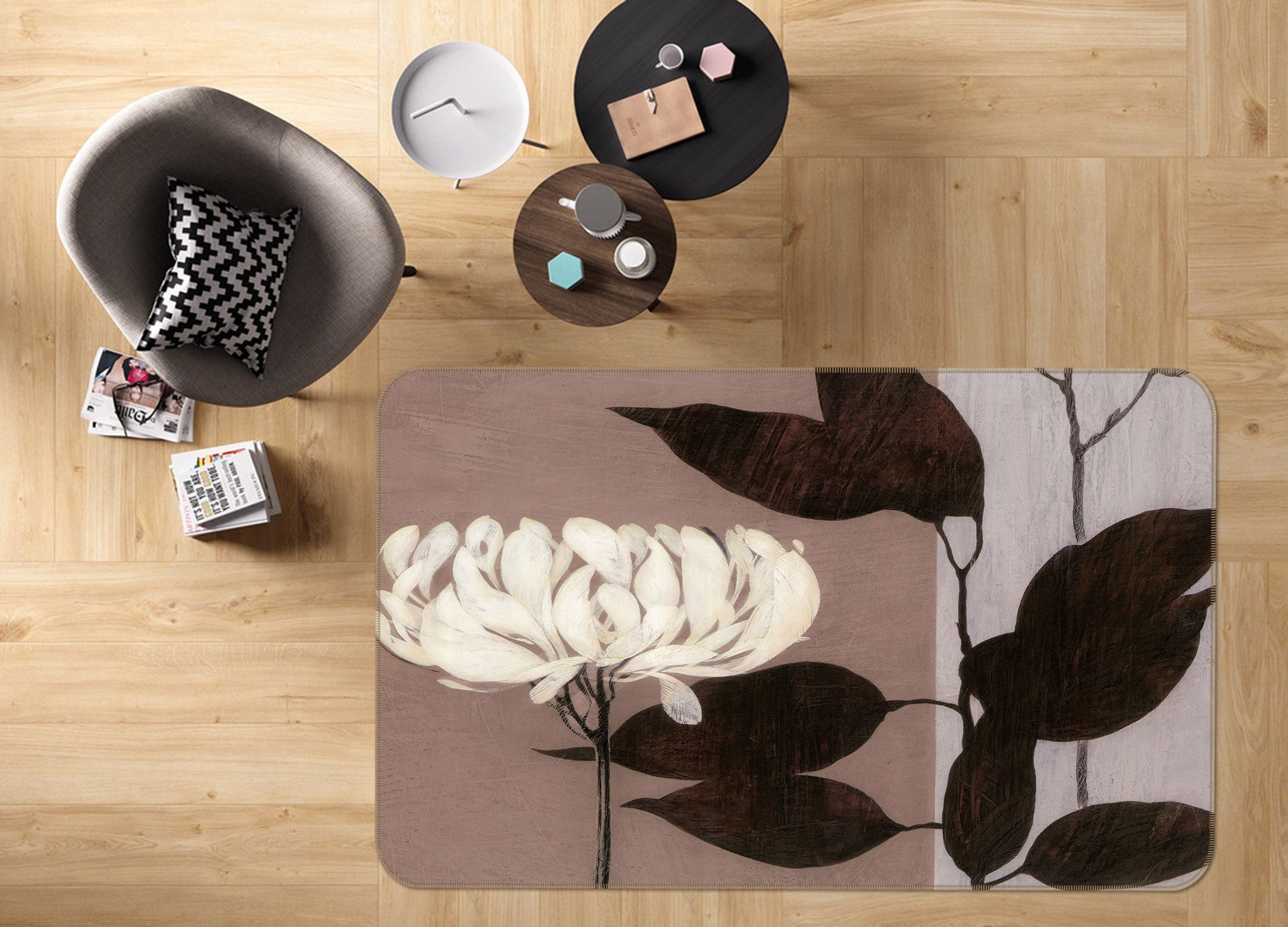 3D Flower Leaf 32071 Non Slip Rug Mat