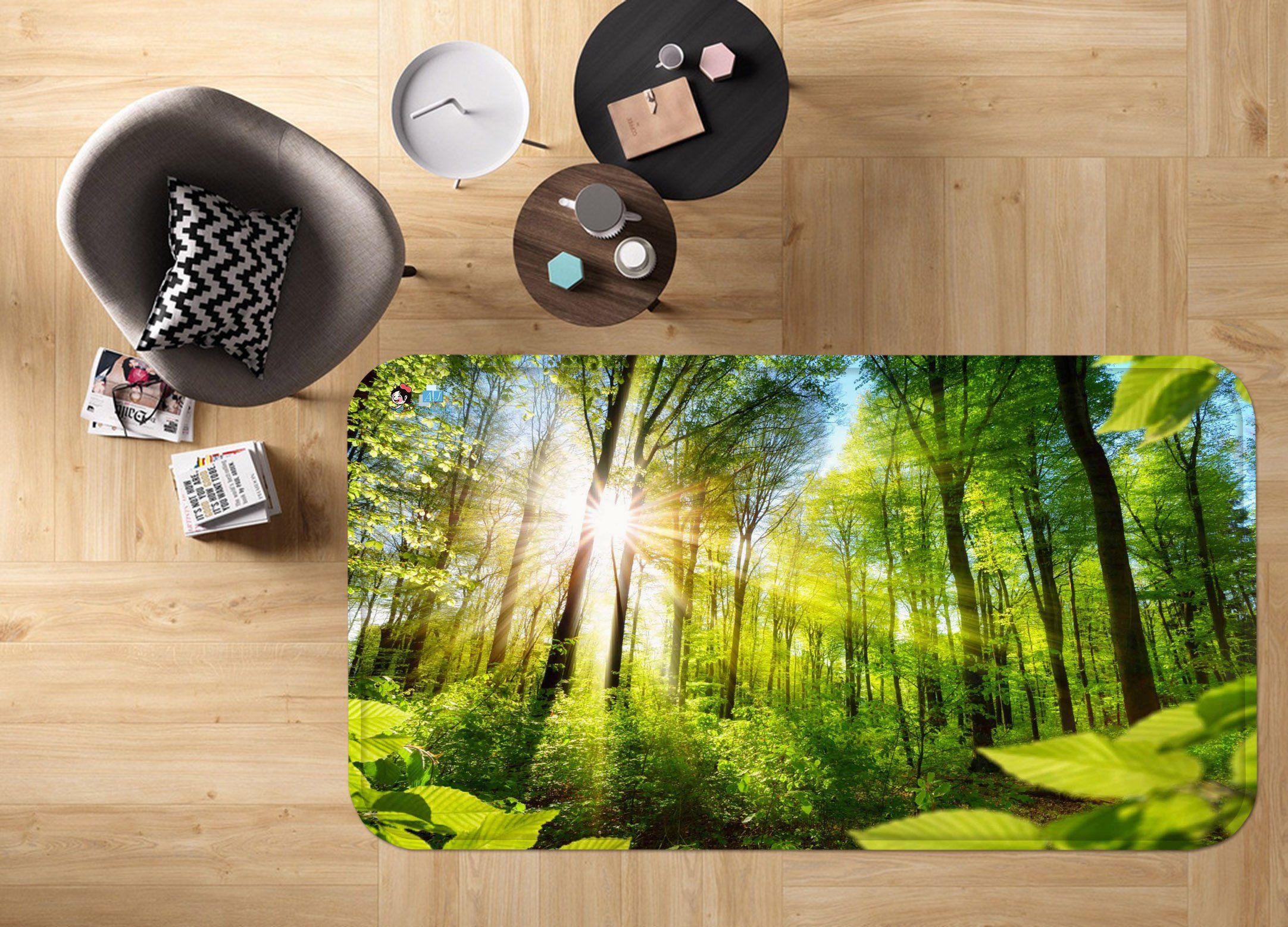 3D Forest Bright Sunshine 82 Non Slip Rug Mat Mat AJ Creativity Home 