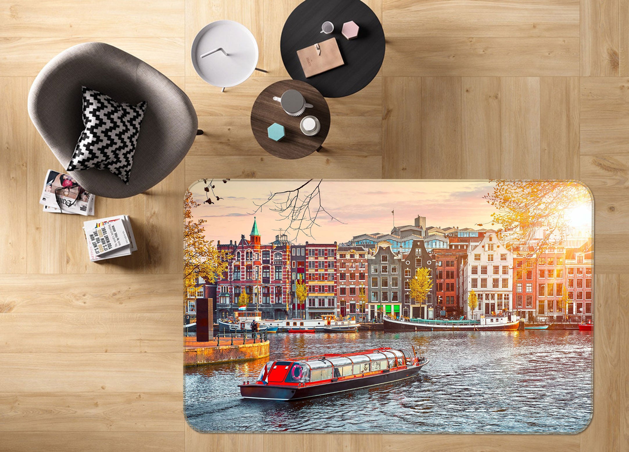 3D Water City Boat 68009 Vehicle Non Slip Rug Mat