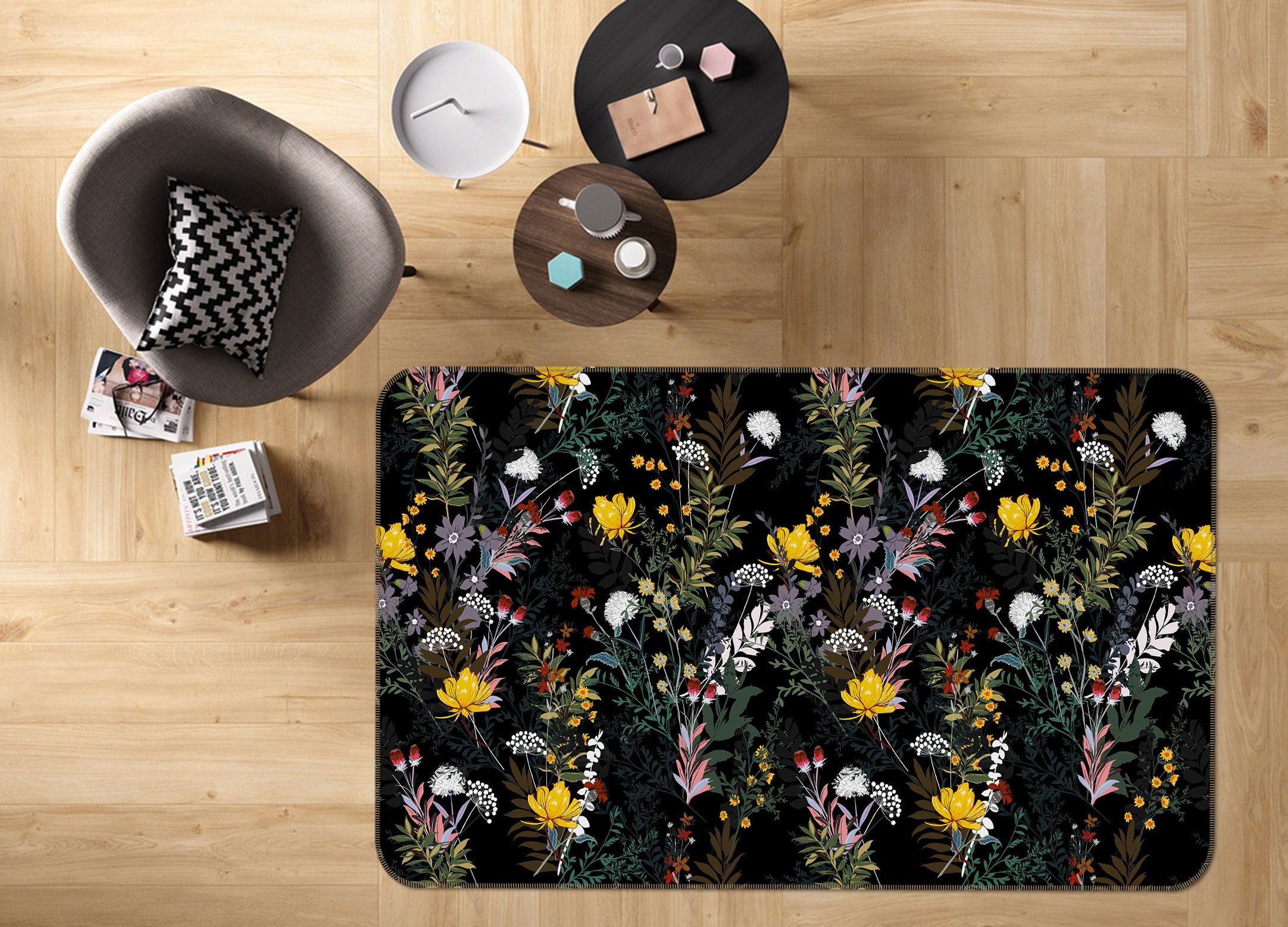 3D Flower Branch 77056 Non Slip Rug Mat