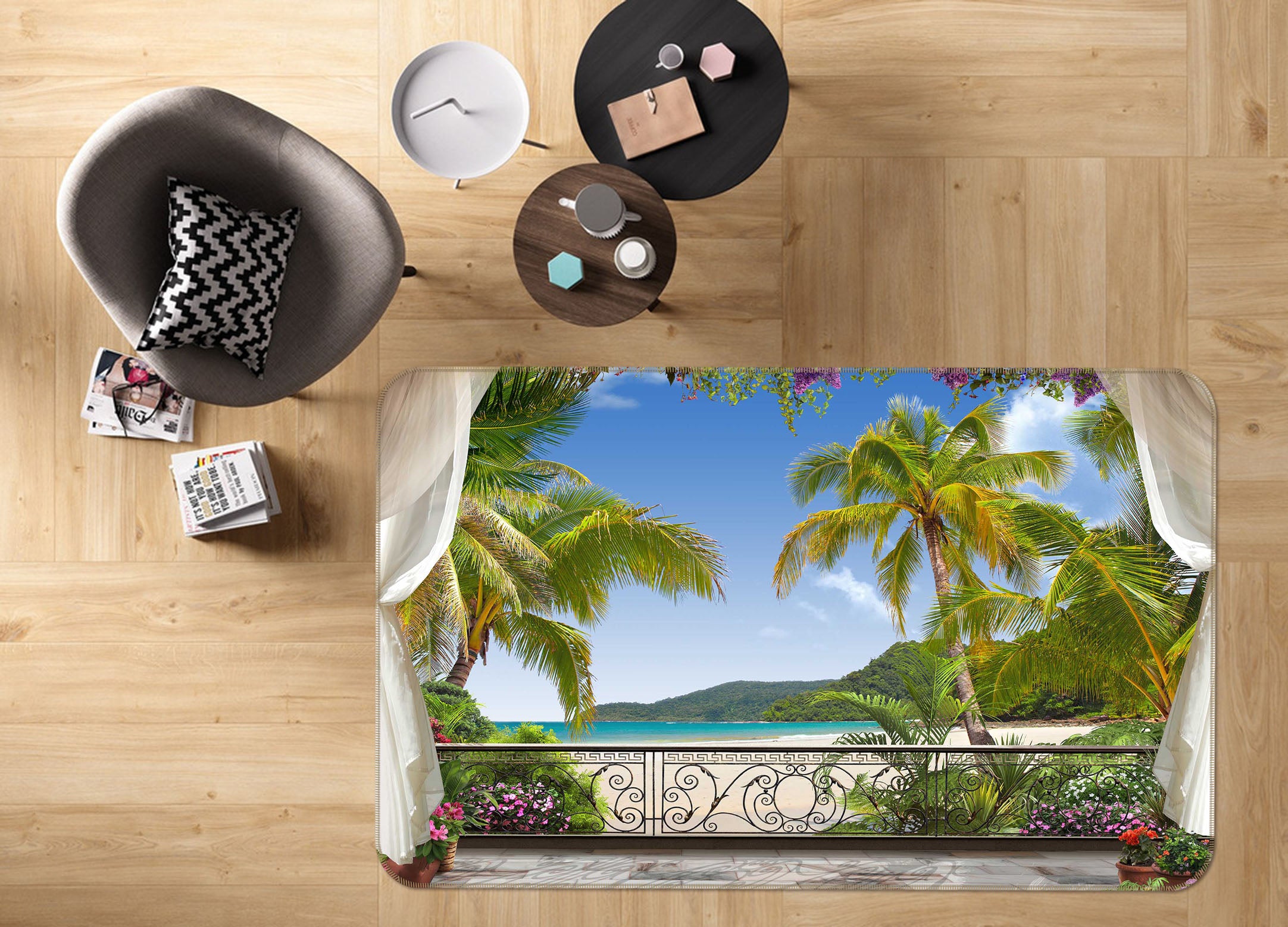 3D Coconut Beach 65118 Non Slip Rug Mat