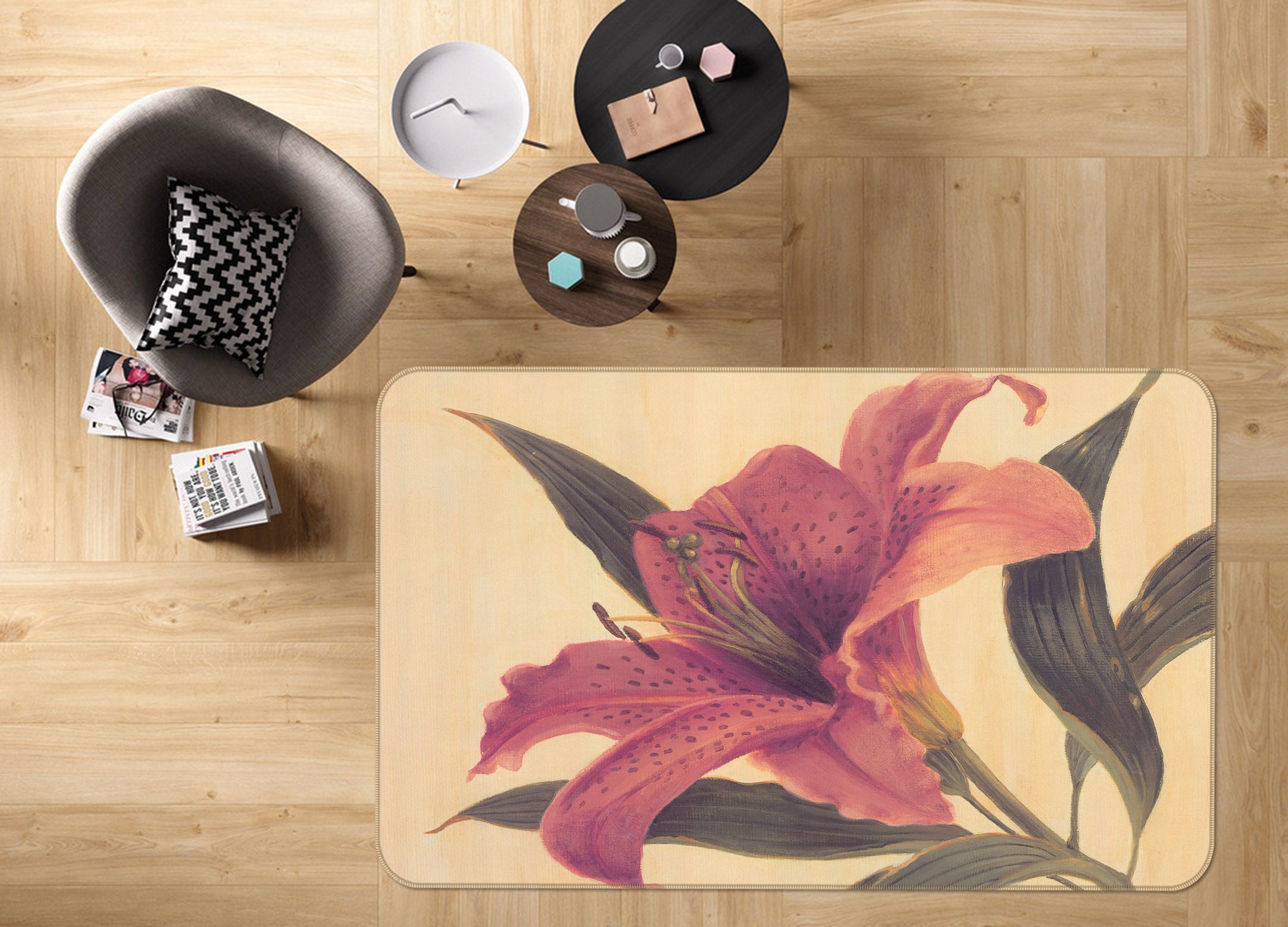 3D Flower 32077 Non Slip Rug Mat