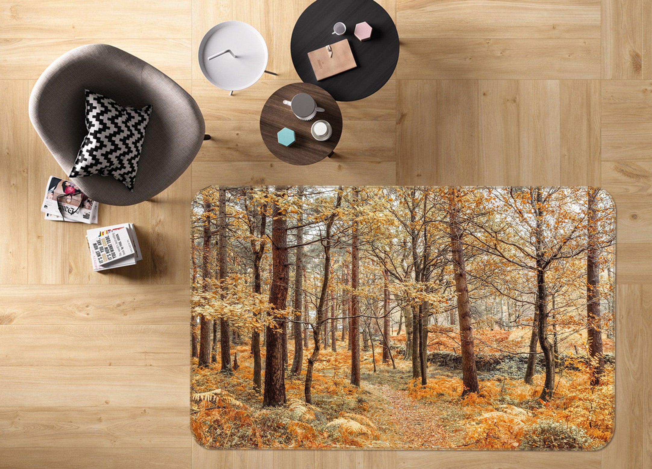 3D Autumn Maple 154 Assaf Frank Rug Non Slip Rug Mat