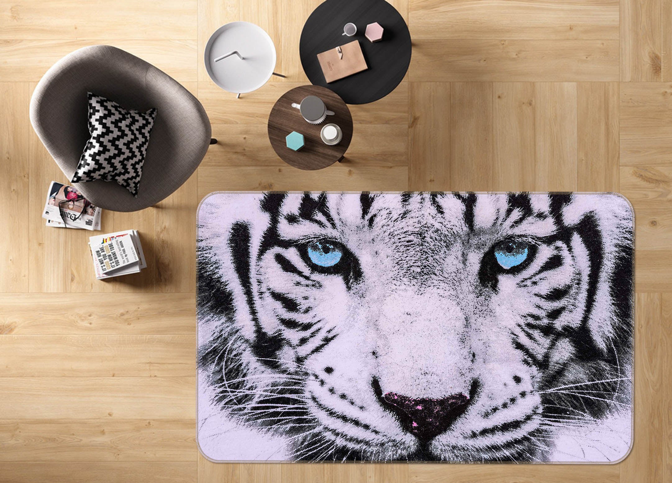 3D White Tiger 38179 Animal Non Slip Rug Mat