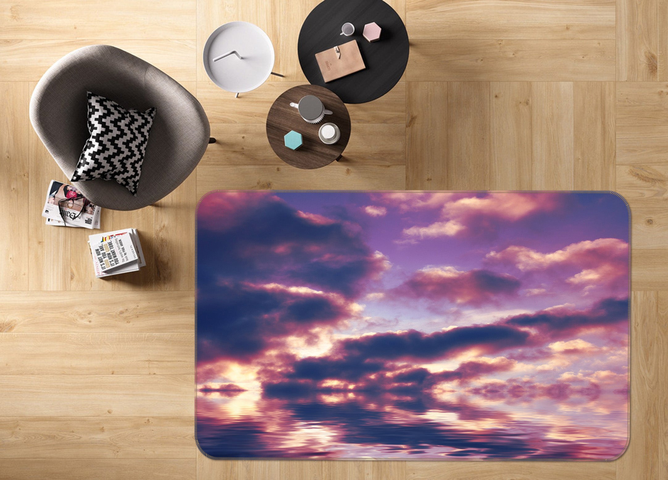 3D Clouds 31176 Non Slip Rug Mat