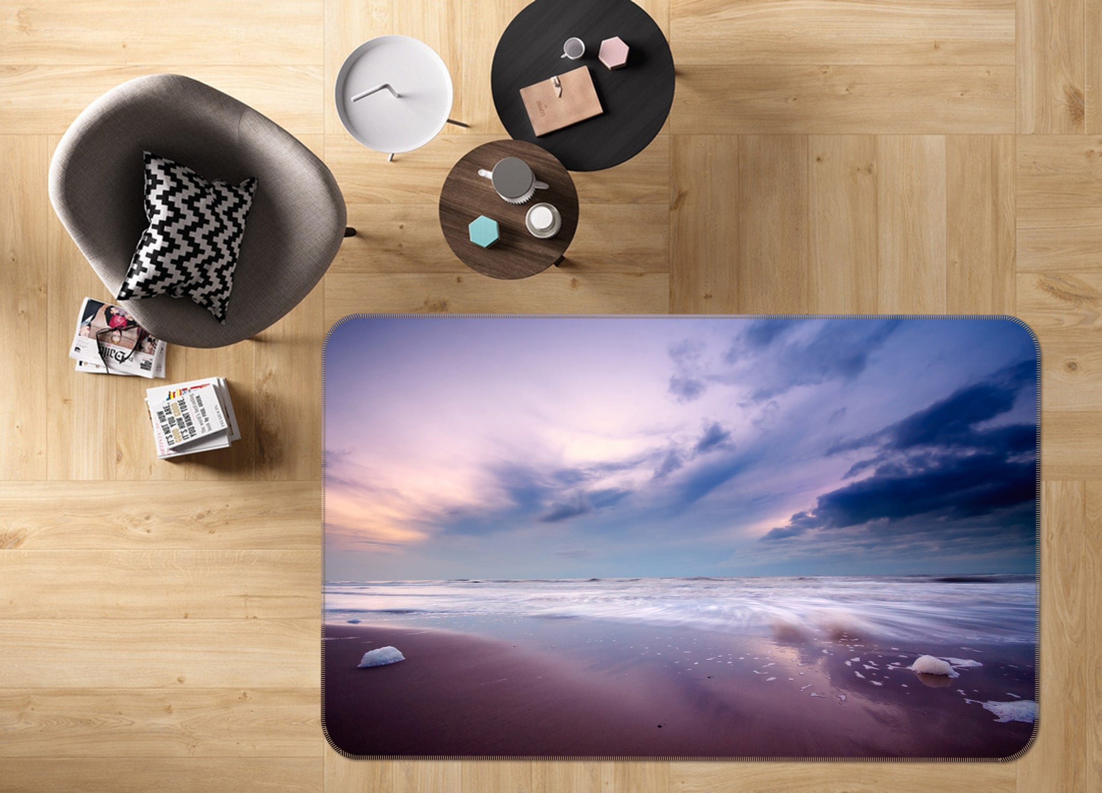3D Seaside Cloud 31199 Non Slip Rug Mat