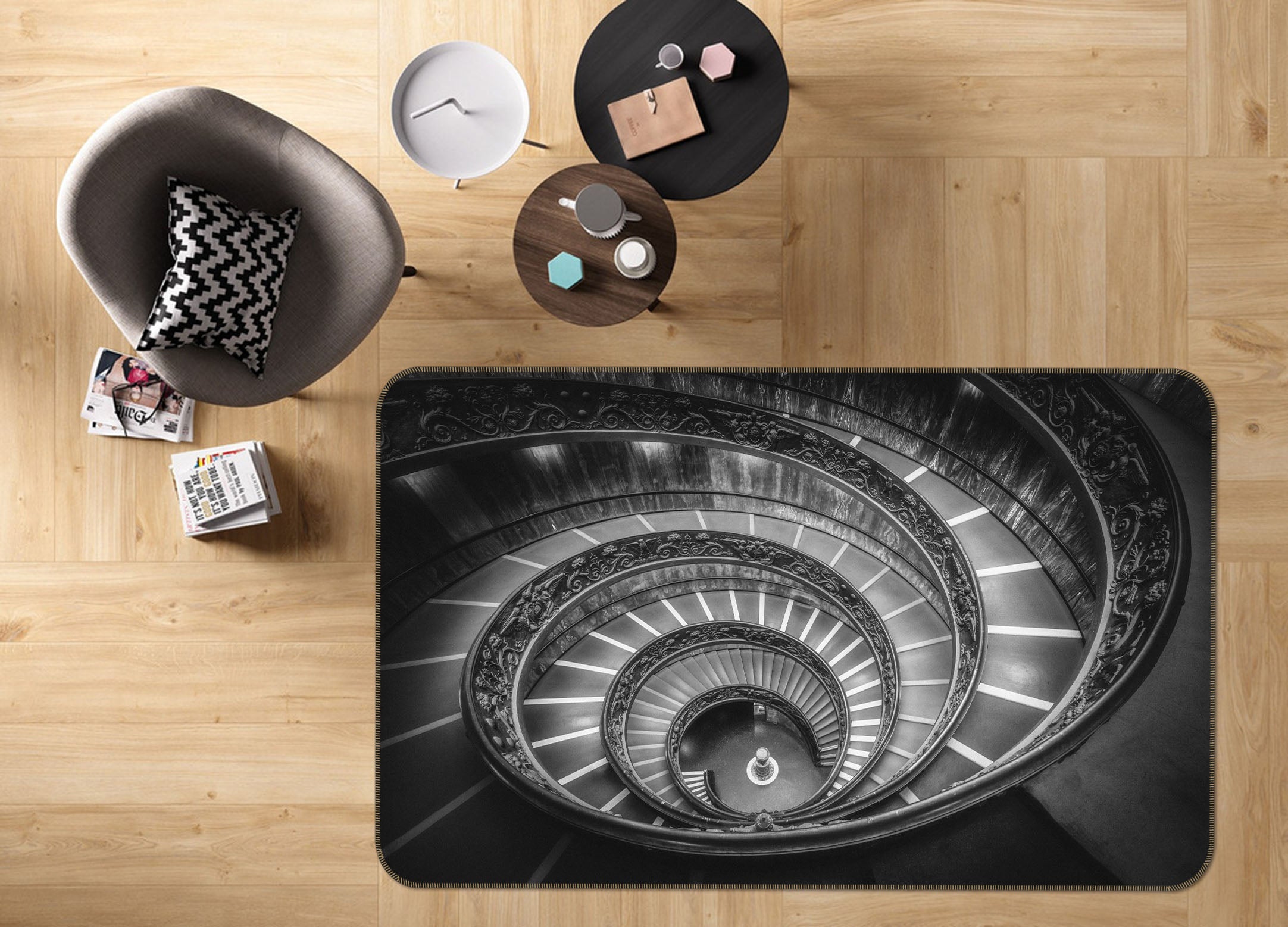 3D Spiral Staircase 29181 Non Slip Rug Mat