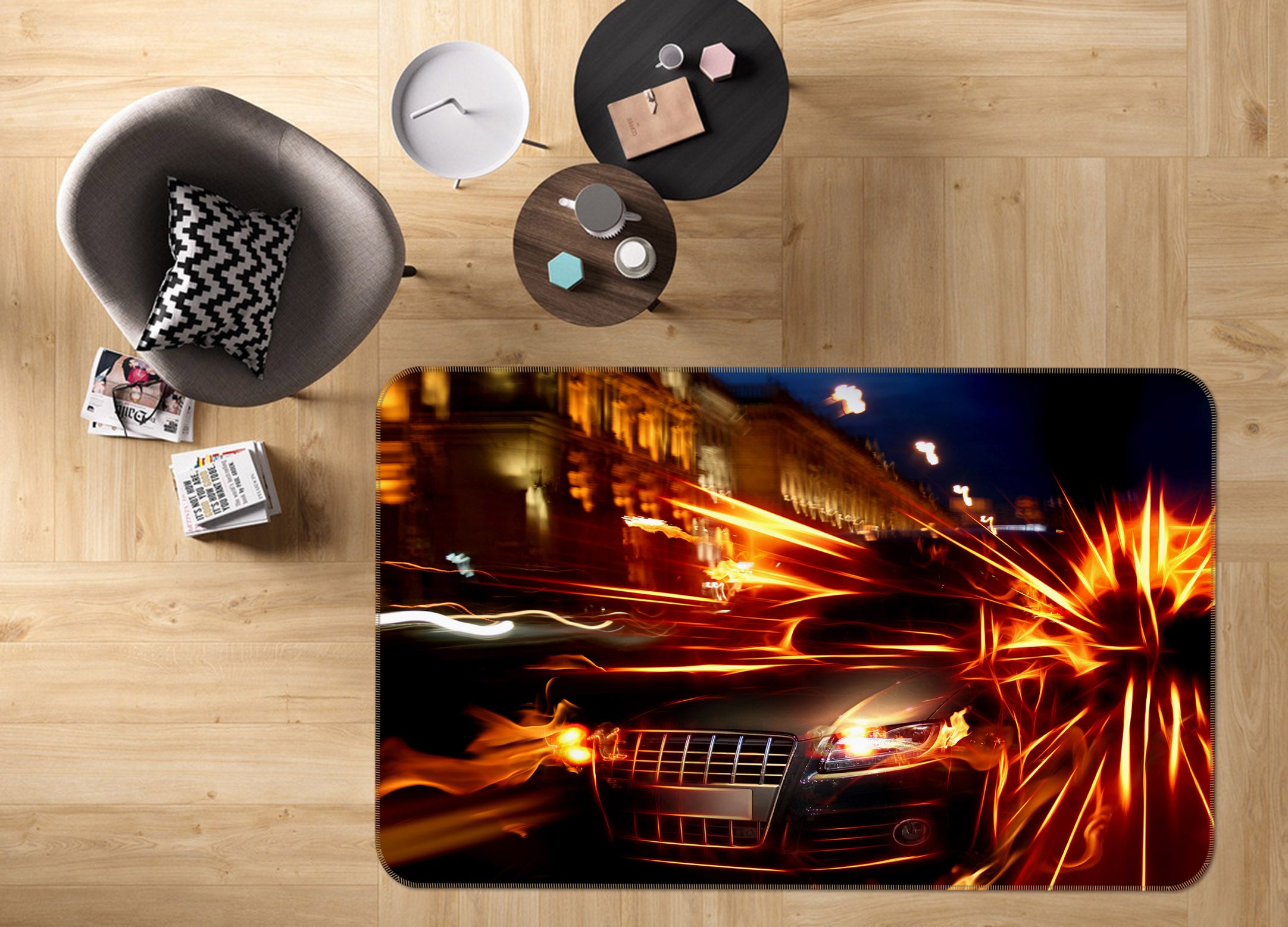 3D Car Light Shadow 42111 Vehicle Non Slip Rug Mat