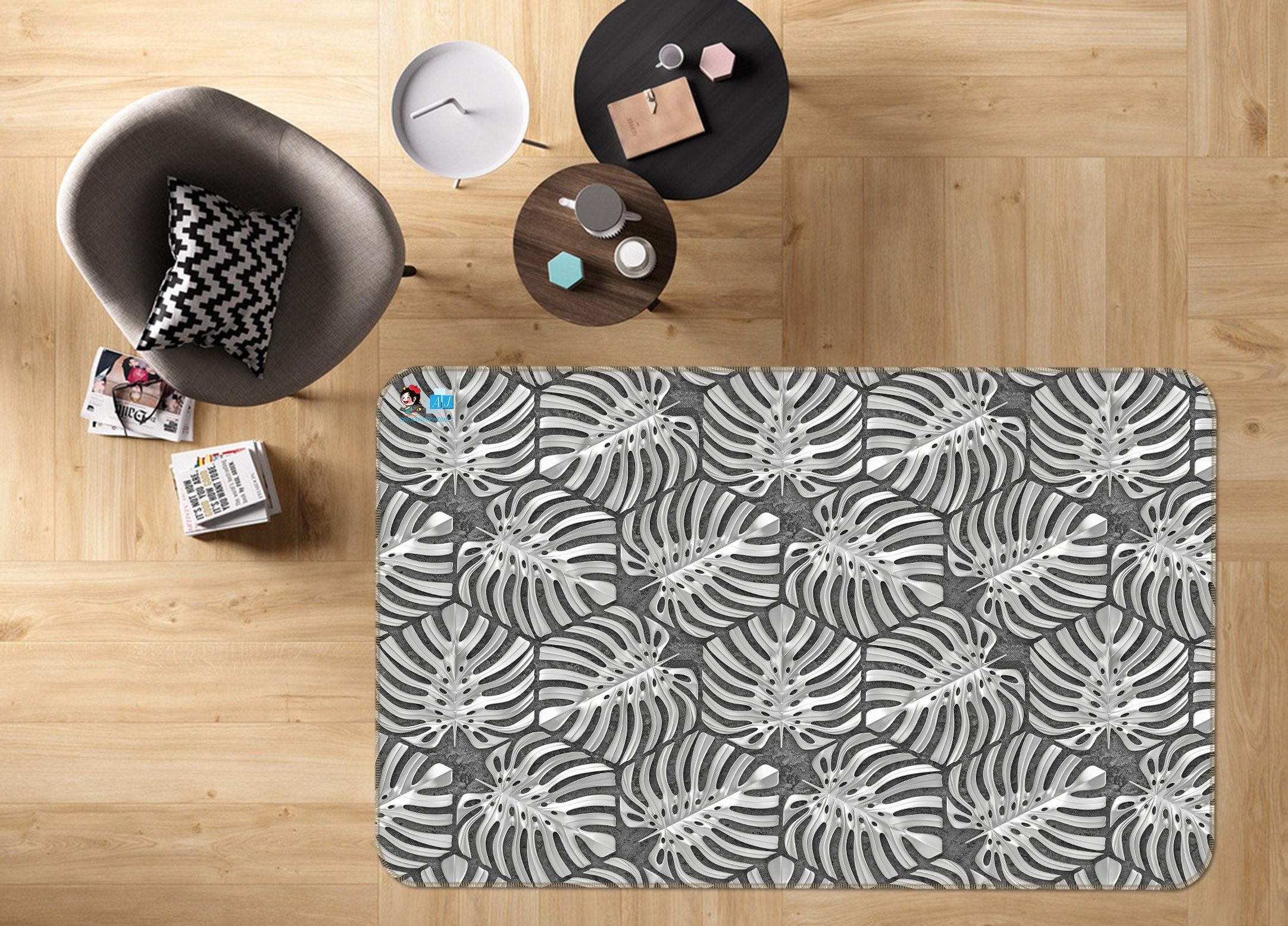 3D Turtle Leaf Pattern 2843 Non Slip Rug Mat Mat AJ Creativity Home 