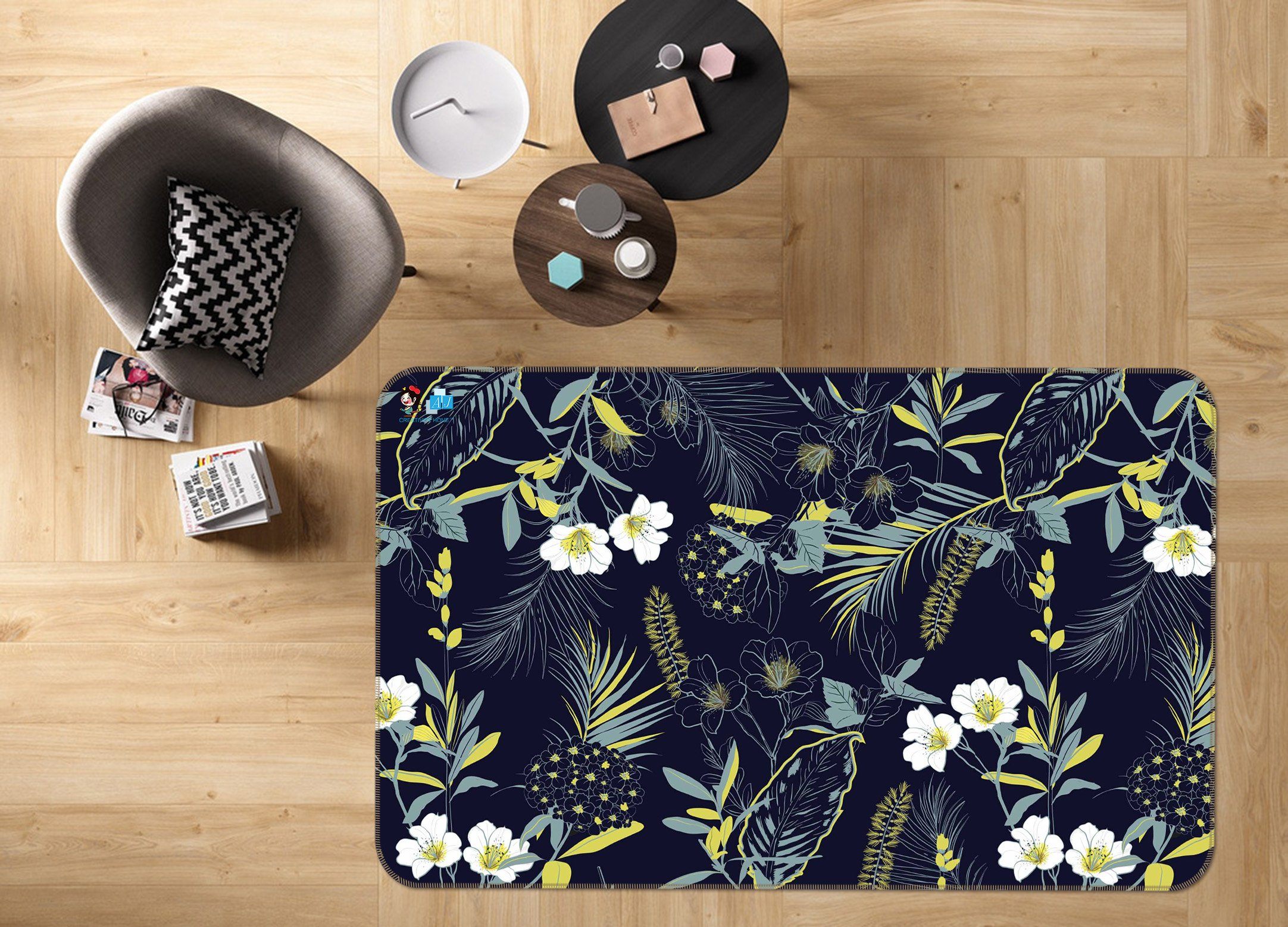 3D Black Flowers 146 Non Slip Rug Mat Mat AJ Creativity Home 